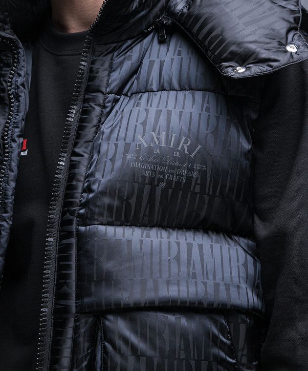 Amiri o1w1db10125 Monogram Jacquard Nylon Down Vest in Black Size US XL / EU 56 / 4 - 5 Thumbnail