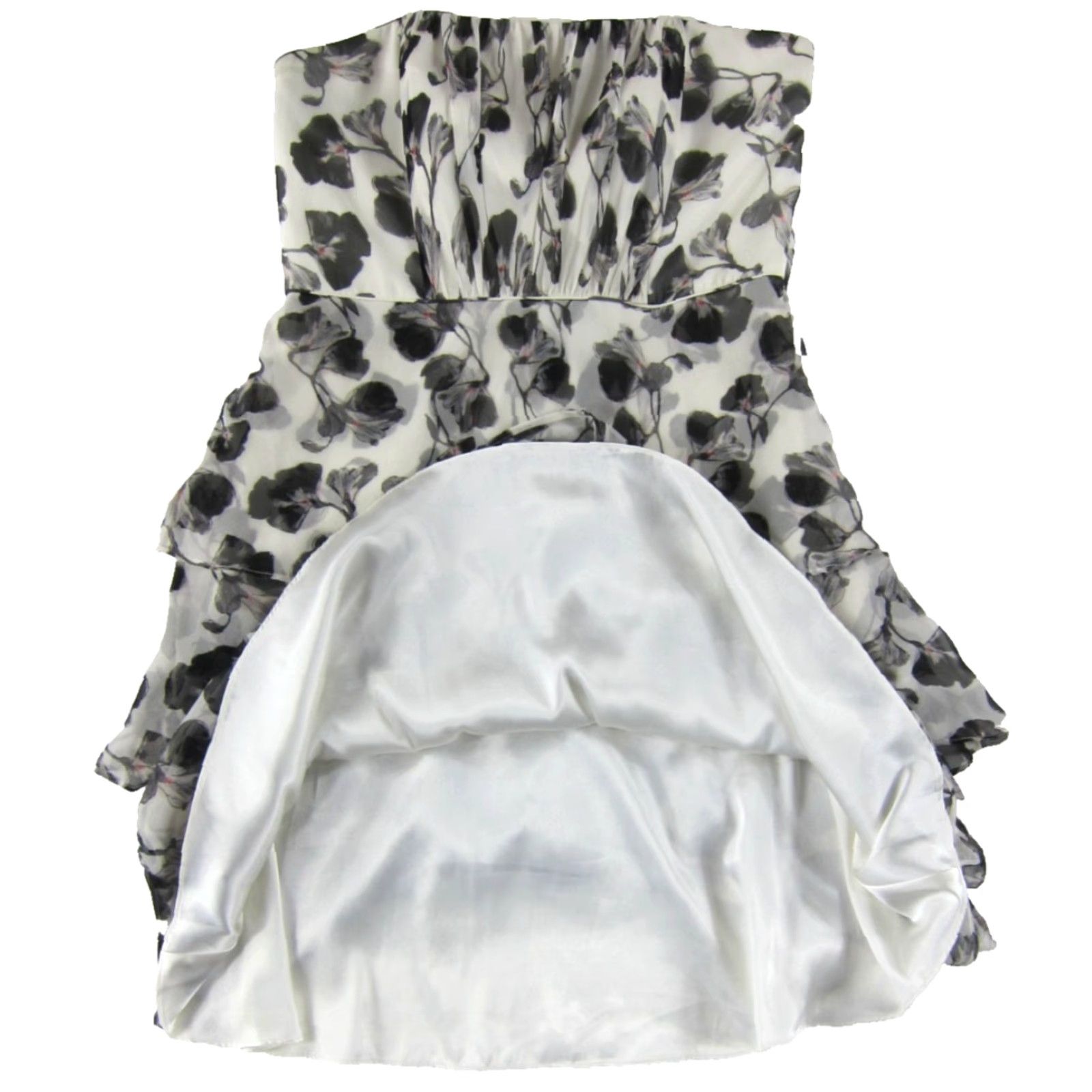 VINTAGE White House Black Market Silk Strapless Dress 10 Floral Knee Length  Shirt Women
