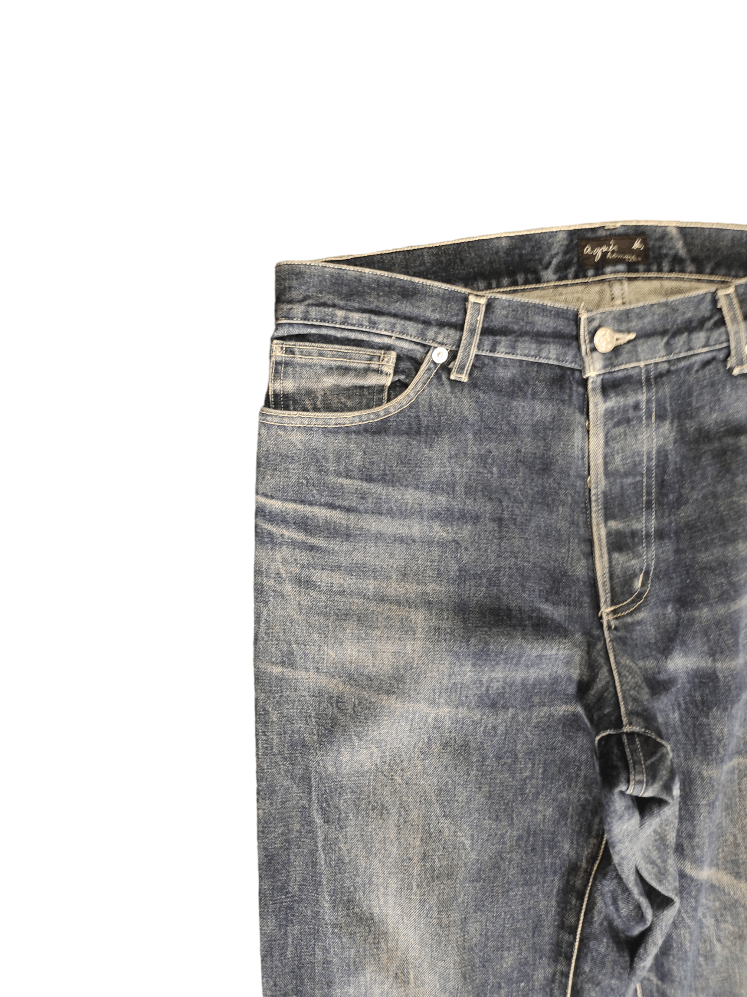 agnes b. Vintage 90s Agnes B. Homme Clawmark Faded Denim Jeans Size US 34 / EU 50 - 7 Thumbnail