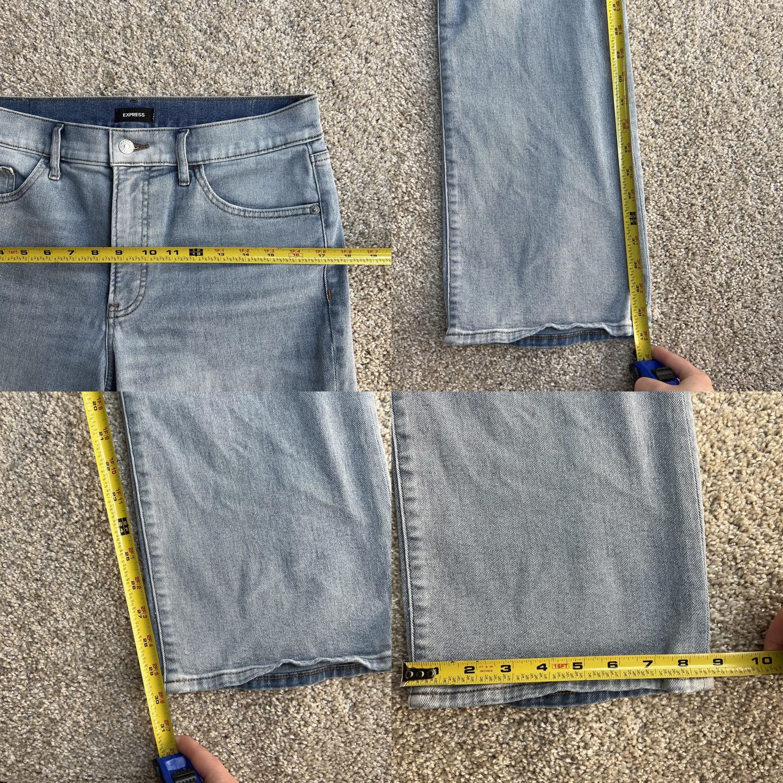 Express Express '90s Bootcut Jeans Womens 10R Light Wash Blue High Rise Stretch Denim Size 32" / US 10 / IT 46 - 8 Thumbnail