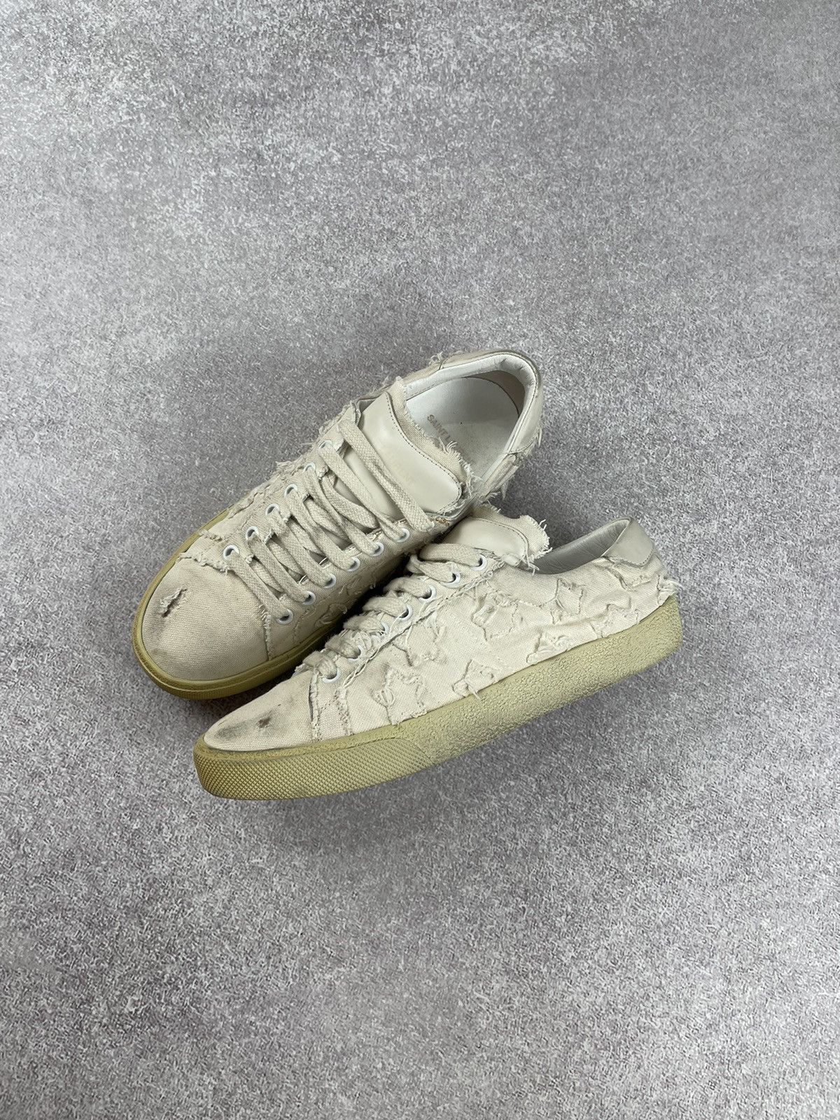Saint Laurent Paris × Yves Saint Laurent Saint Laurent Paris Distressed Denim Sneakers Size 38 Size US 8 / IT 38 - 7 Thumbnail