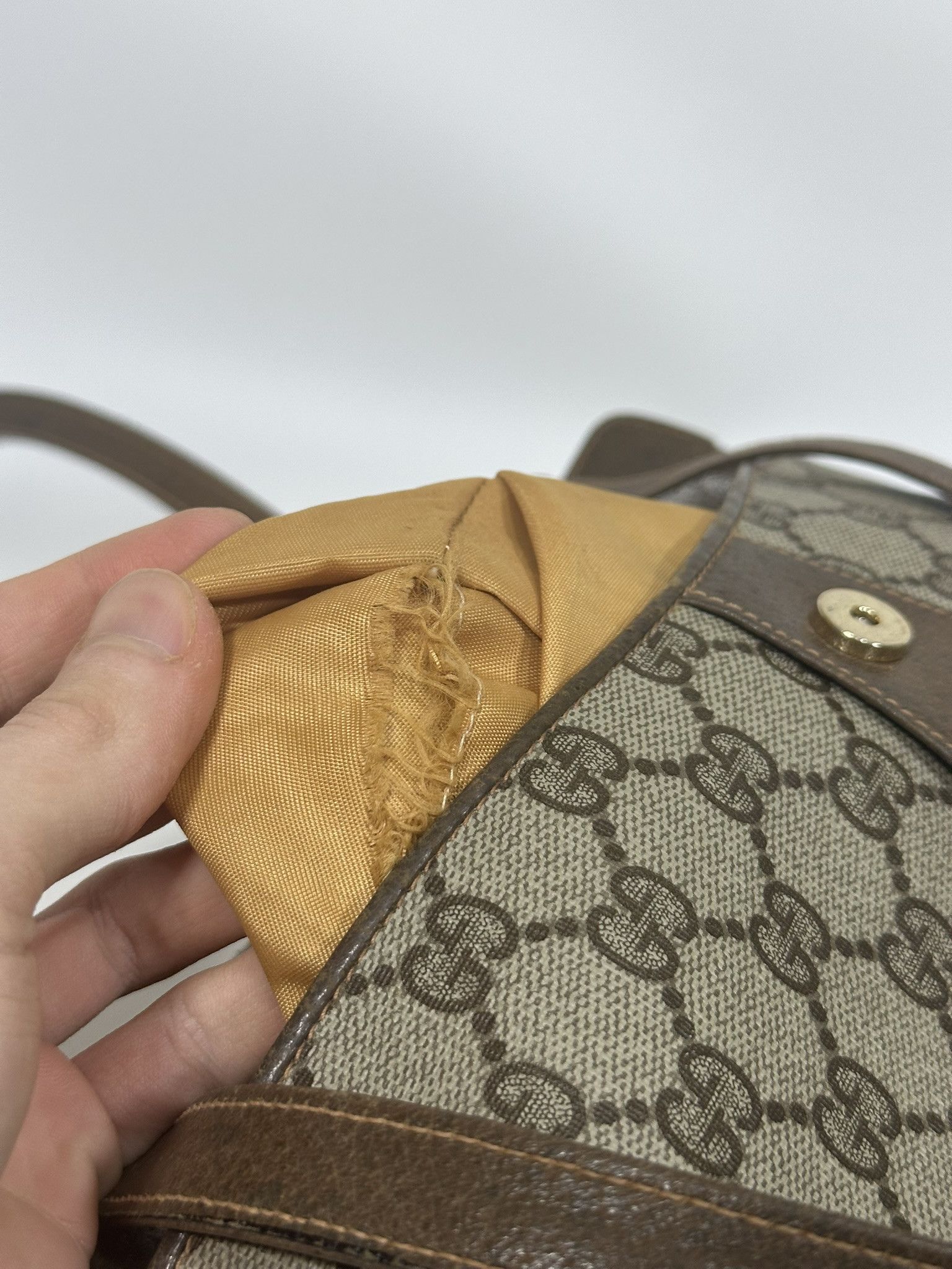 Gucci Gucci Vintage Handbag GG Monogram Beige Brown Leather Size ONE SIZE - 19 Thumbnail