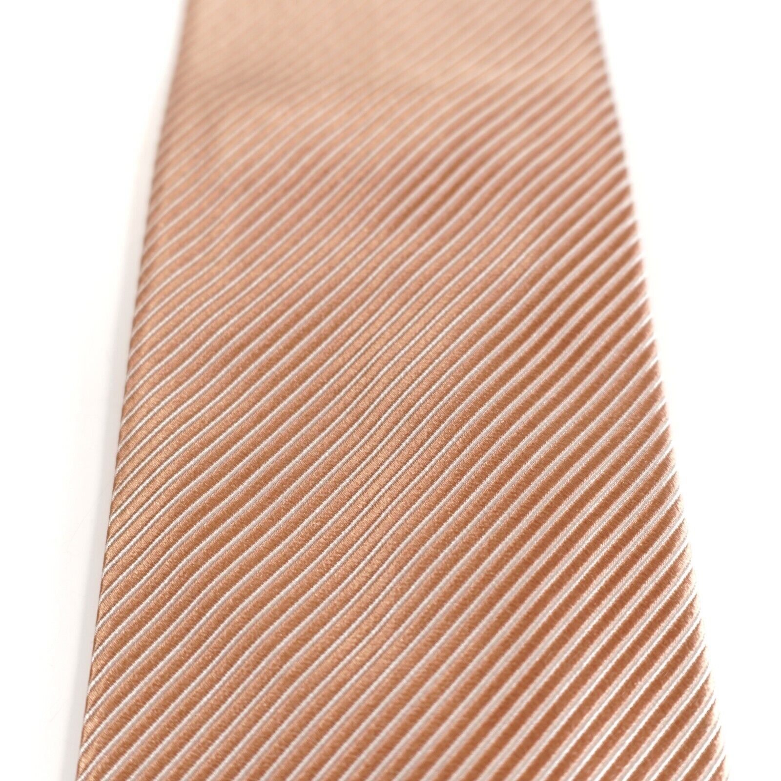 Hugo Boss Hugo Boss Beige Orange Striped Woven Silk Tie Size ONE SIZE - 2 Thumbnail