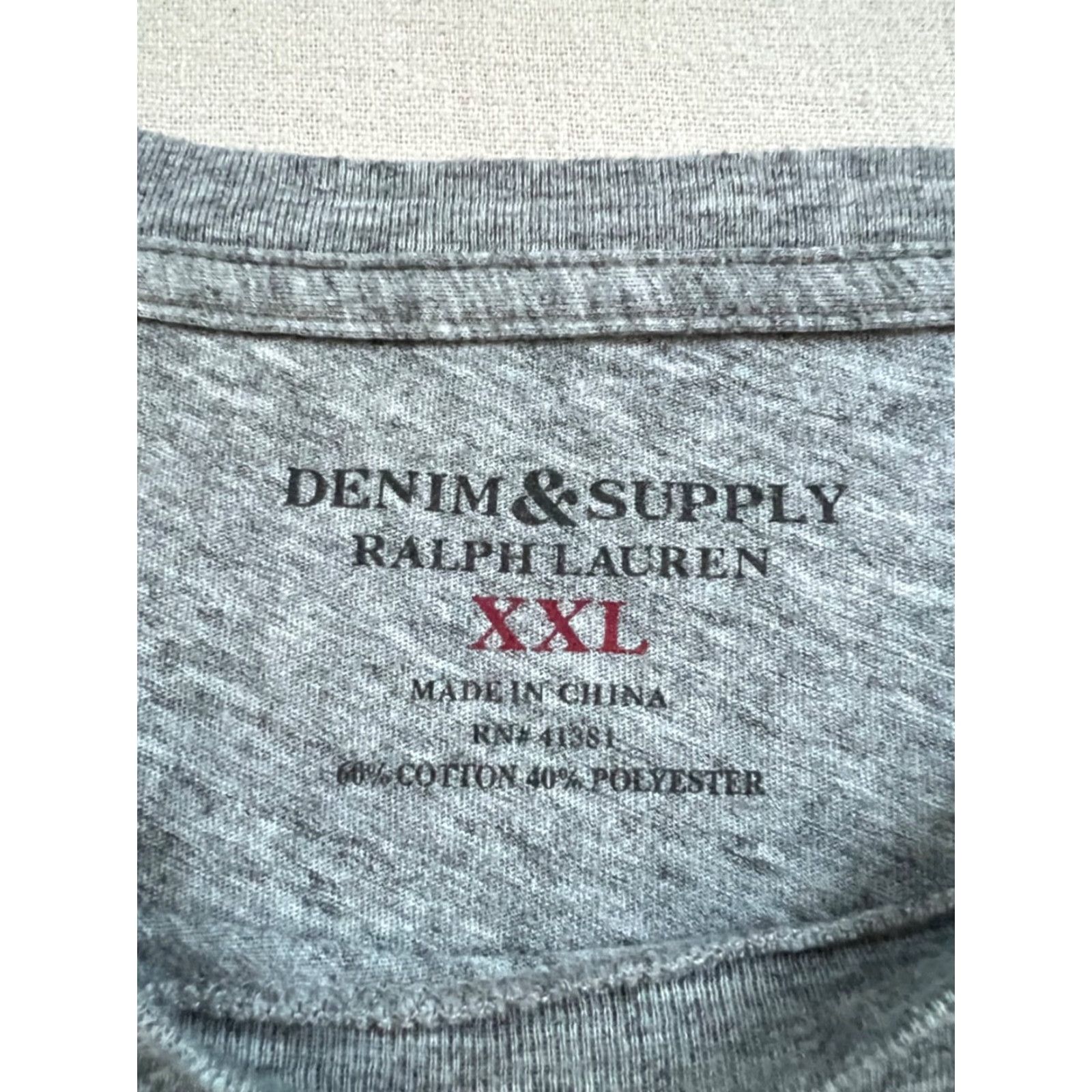 Ralph Lauren VINTAGE Denim & Supply Ralph Lauren T-Shirt XL-2XL Grey Marl Graphic Print College Varsity Logo Slim Fit Short Sleeve Crew Neck Men Size US XXL / EU 58 / 5 - 6 Thumbnail