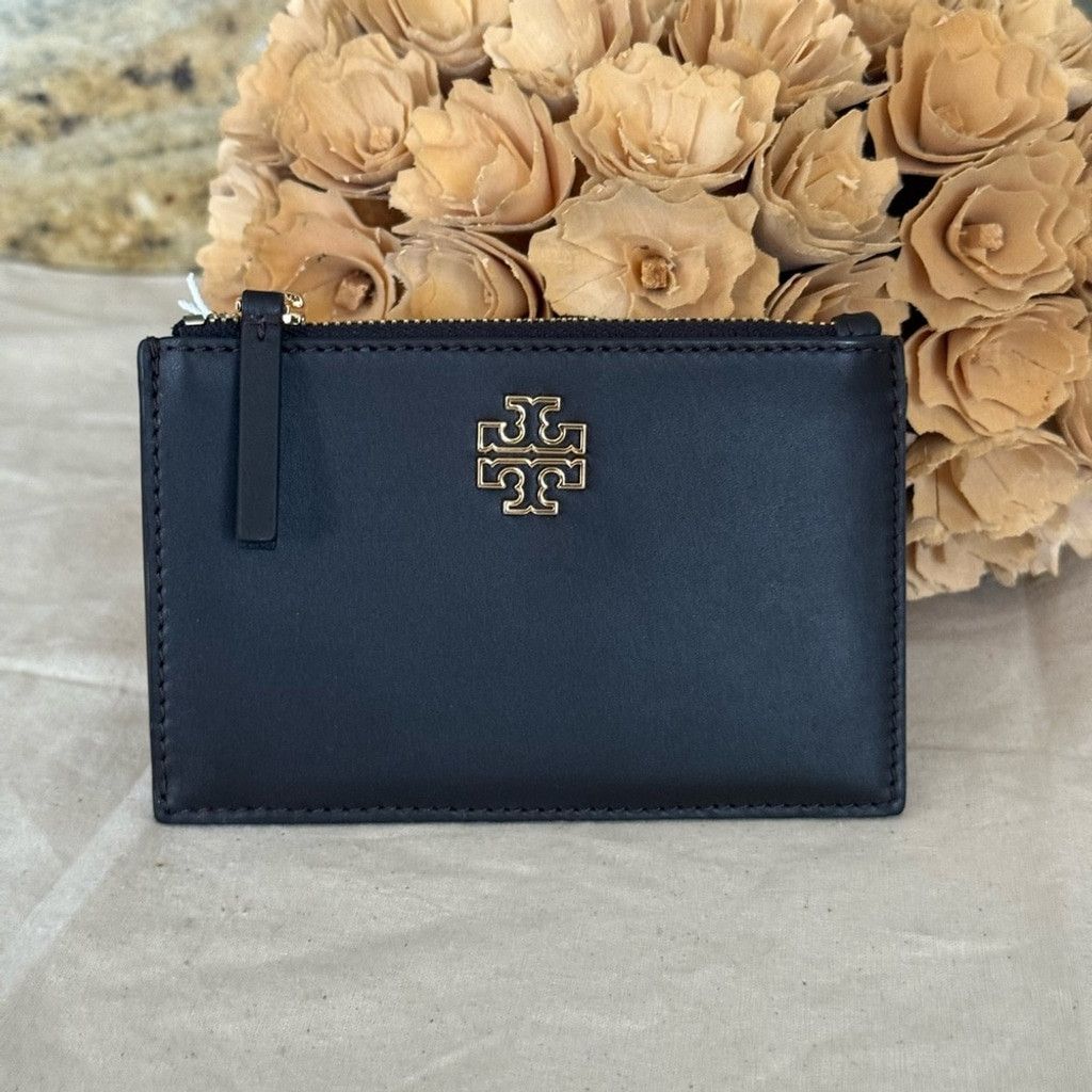 Tory Burch NWT TORY BURCH BRITTEN SOFT ZIP CARD CASE DARK MAHOGANY Size ONE SIZE - 6 Thumbnail