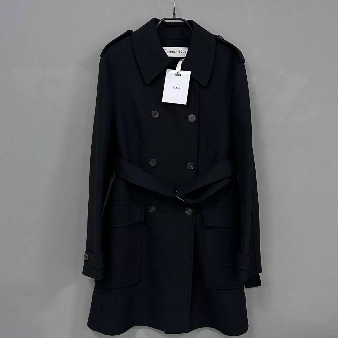Dior Dior Womens Double-Breasted Waist Hem Logo Wool Overcoat 42 Size M / US 6-8 / IT 42-44 - 1 Thumbnail