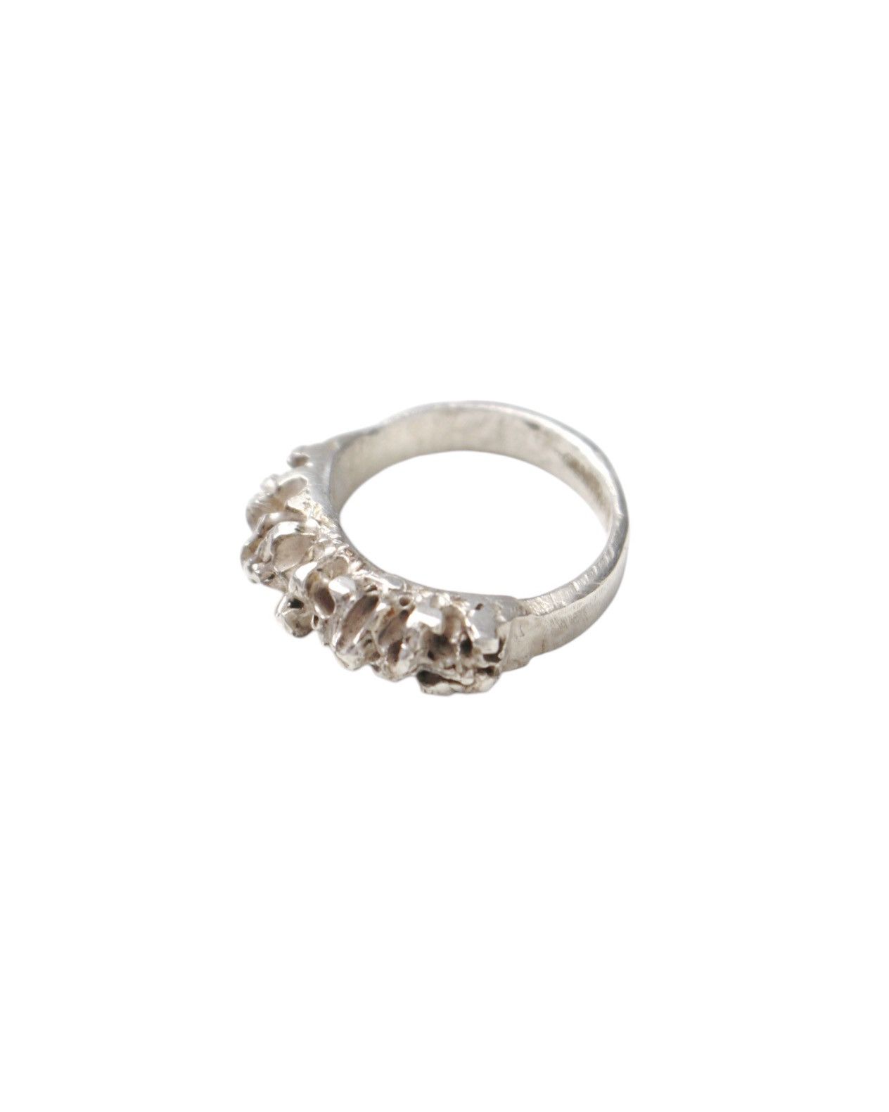 Vintage 2000S JAPANESE MADE SCULPTURAL SILVER CRUSTED RING Size ONE SIZE - 1 Thumbnail