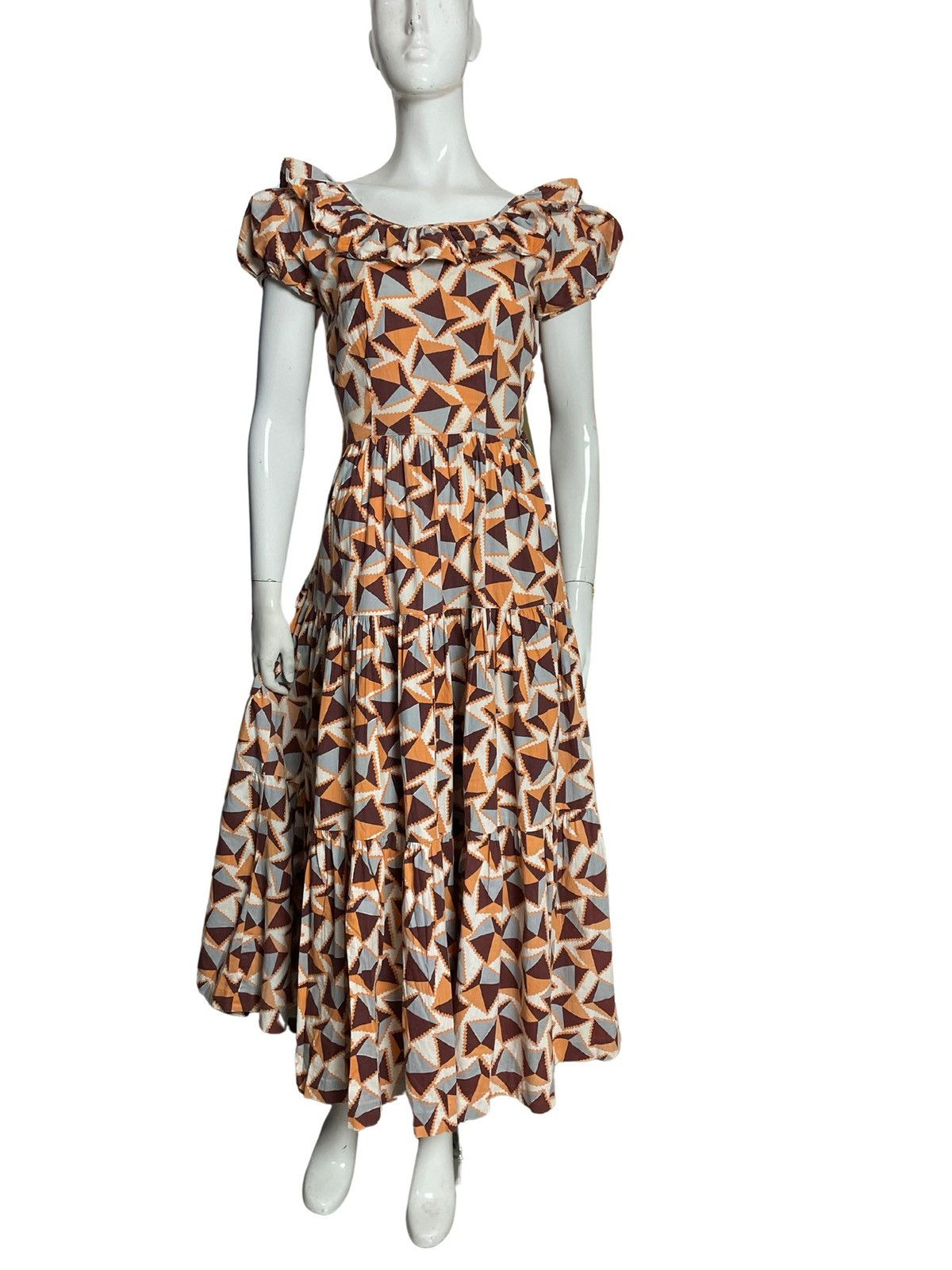 image of Vintage Cotton Print 1940S Summer Dress Myra Kay in Orange, Women's (Size XS)