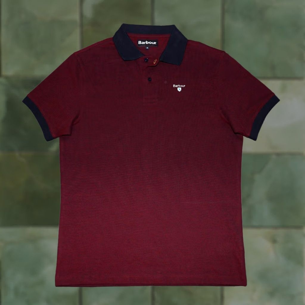 Barbour BARBOUR MENS POLO SHIRT DARK RED COTTON MEDIUM SLEEVE SHORT COLLARED Barbour Polo Mens Size M Color Multicolor Casual Classic 90s Mens Size US M / EU 48-50 / 2 - 1 Thumbnail