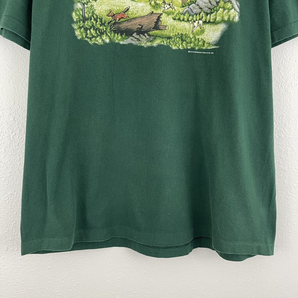 Anvil Vintage 1994 Green Fox Hunt Sport Single Stitch Graphic Tee Size US XL / EU 56 / 4 - 3 Thumbnail