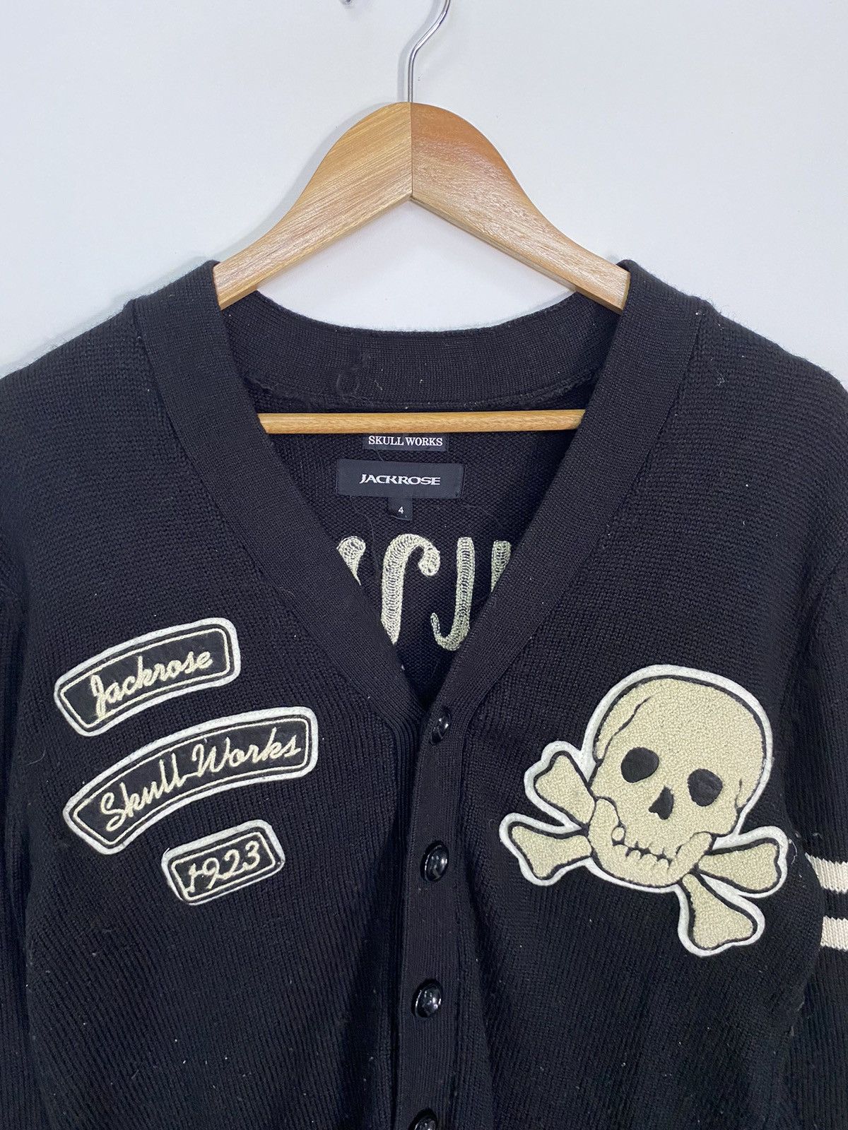 Japanese Brand Skull Works Jackrose Knitwear Patches Cardigan Size US S / EU 44-46 / 1 - 2 Thumbnail
