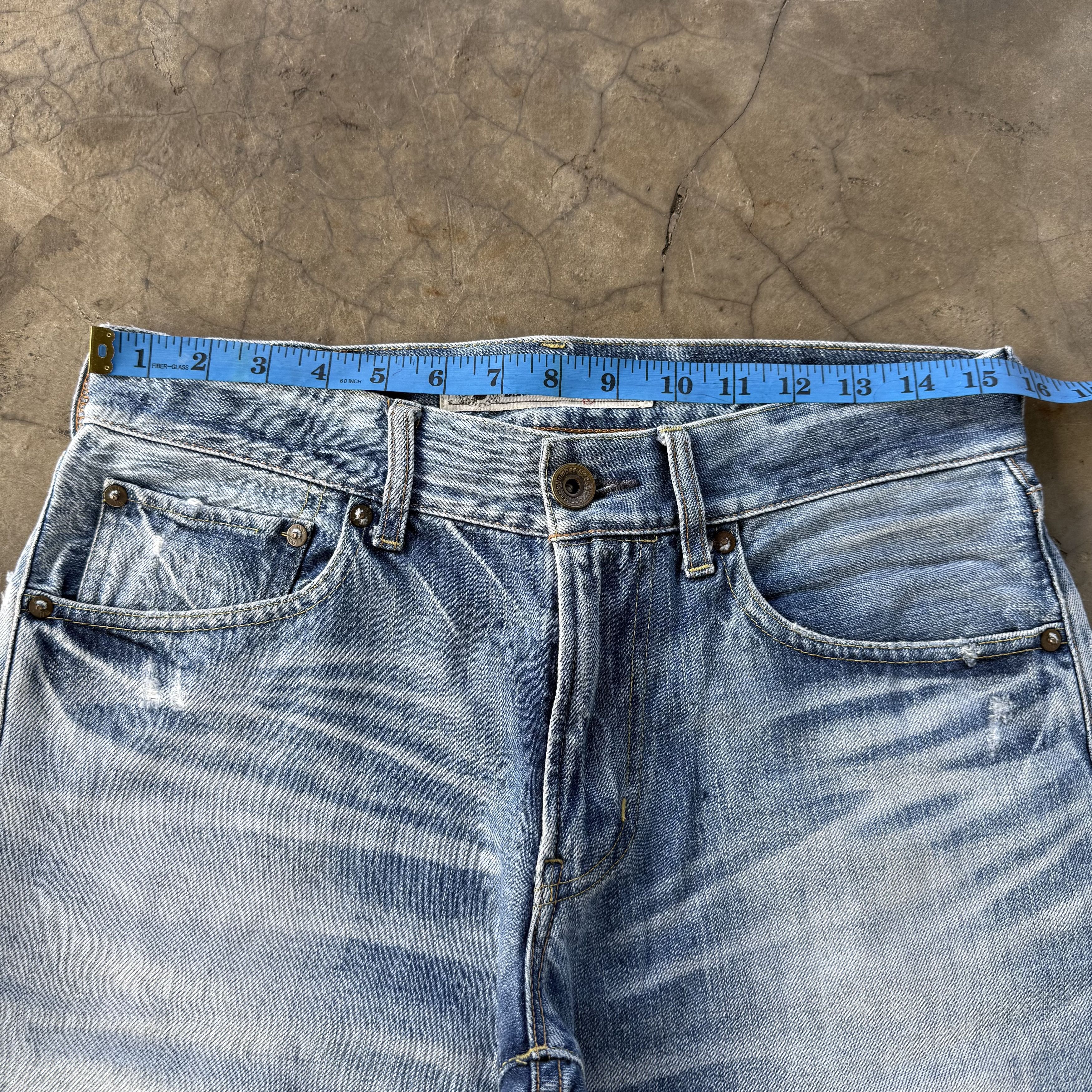 Japanese Brand Vintage Back Number Faded Wash Blue Denim Jean W31 Size US 31 - 7 Thumbnail