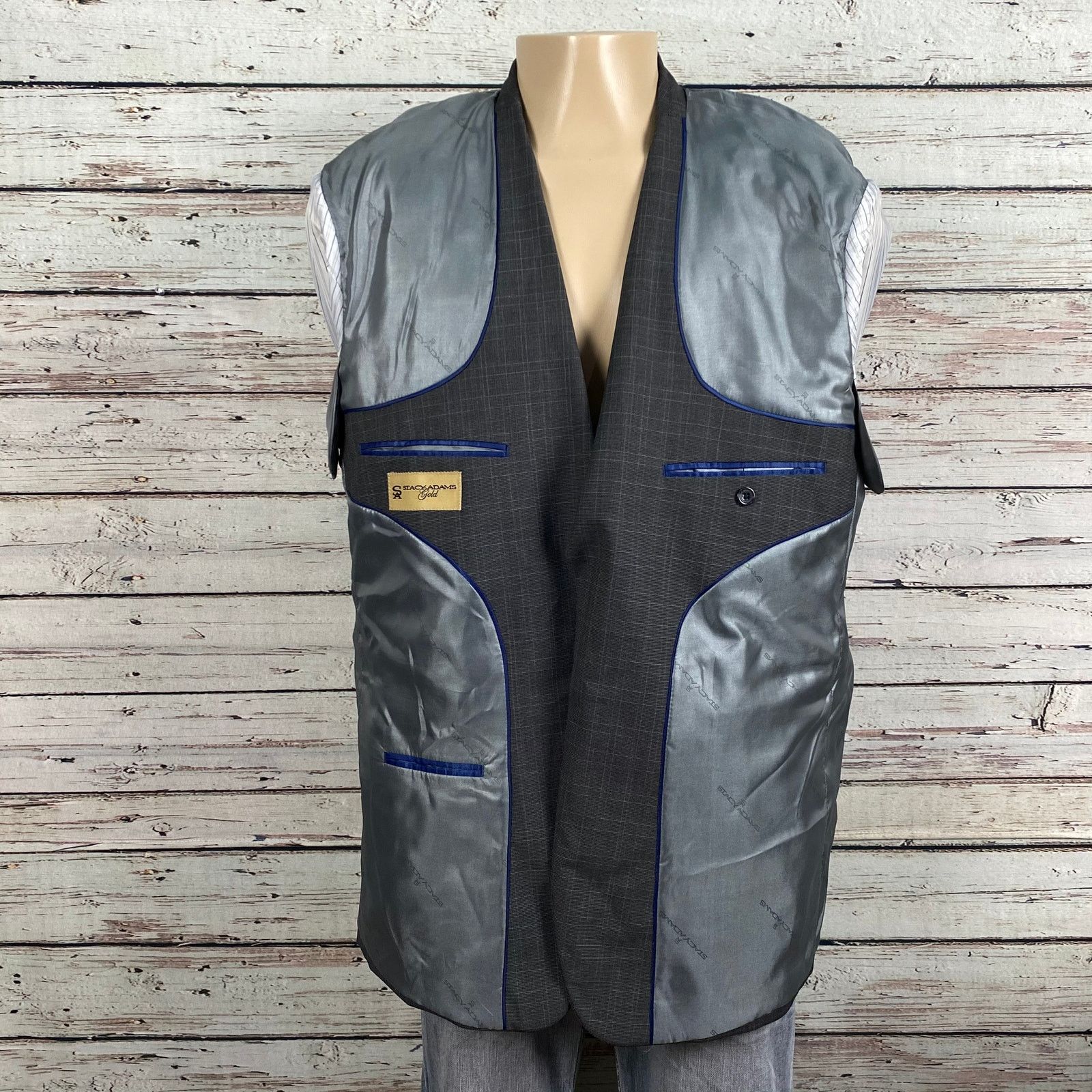 Stacy Adams NEW Stacy Adams Gold Label Plaid Suit Blazer Men's 44 44R Size 44R - 8 Thumbnail