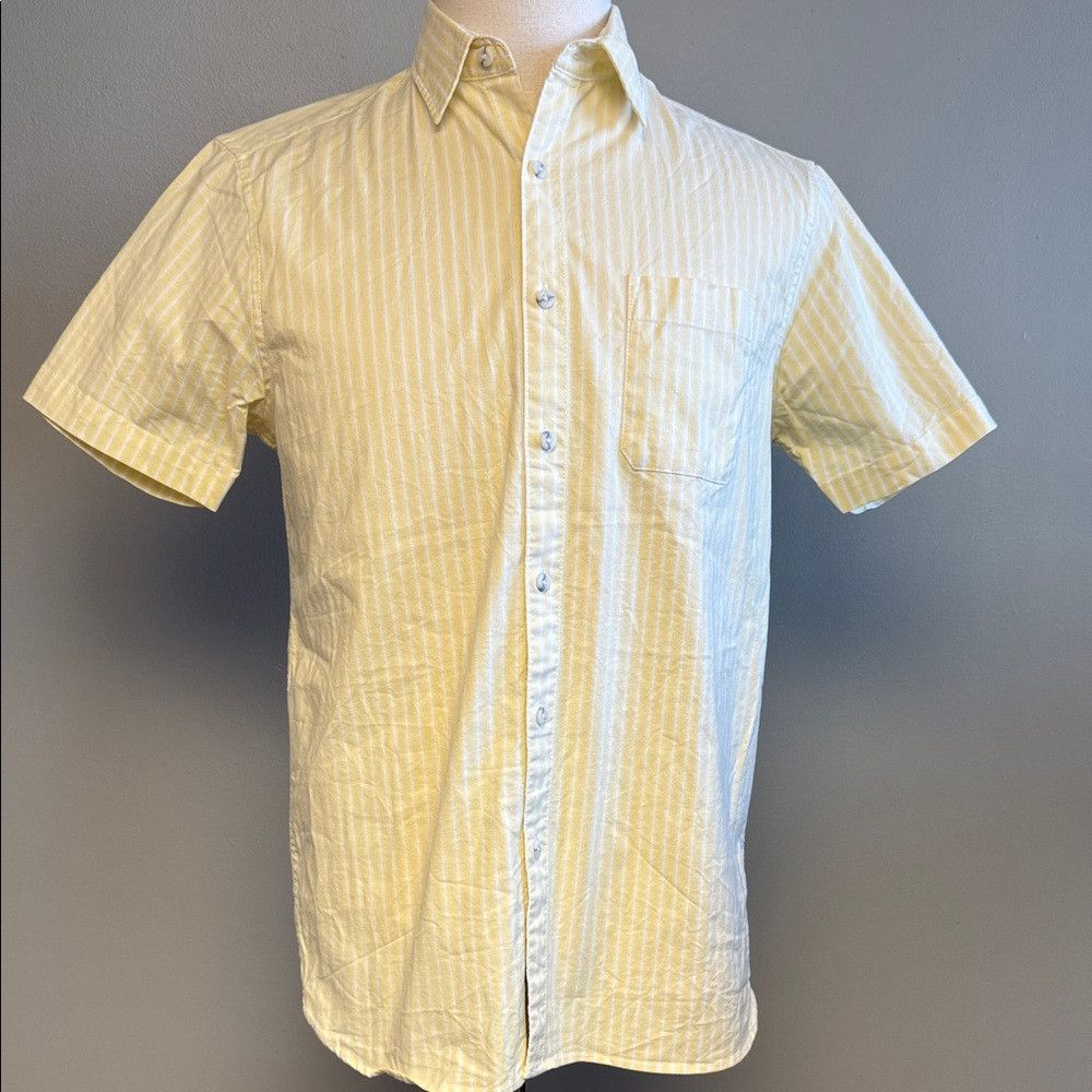 Topman Topman Yellow Stripe Short Sleeve Button Up Shirt S Cotton Size US S / EU 44-46 / 1 - 1 Thumbnail