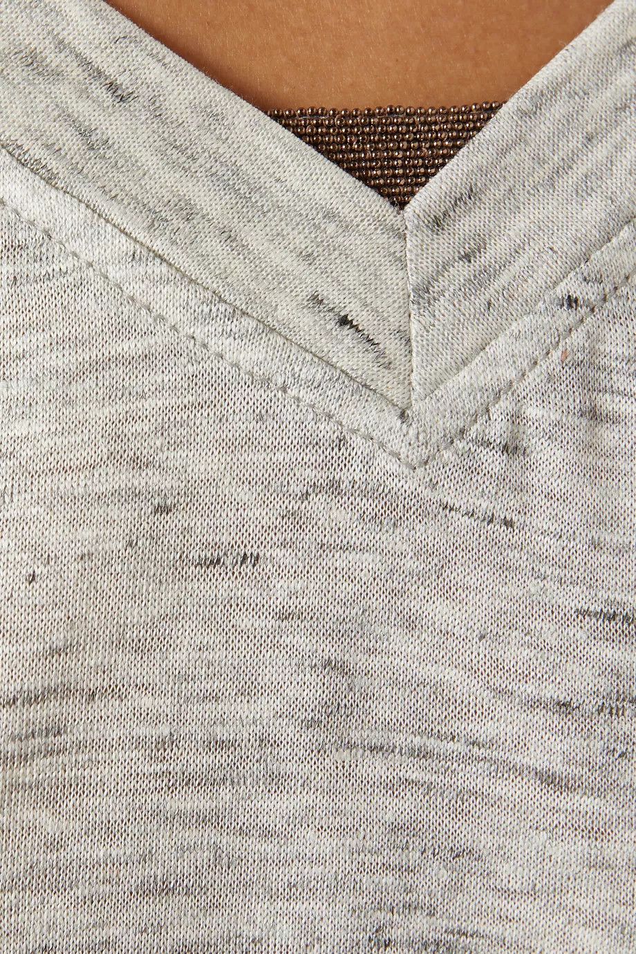 Brunello Cucinelli o1y0825 V-neck Short Sleeves T-Shirt in Light Gray Size L / US 10 / IT 46 - 2 Thumbnail