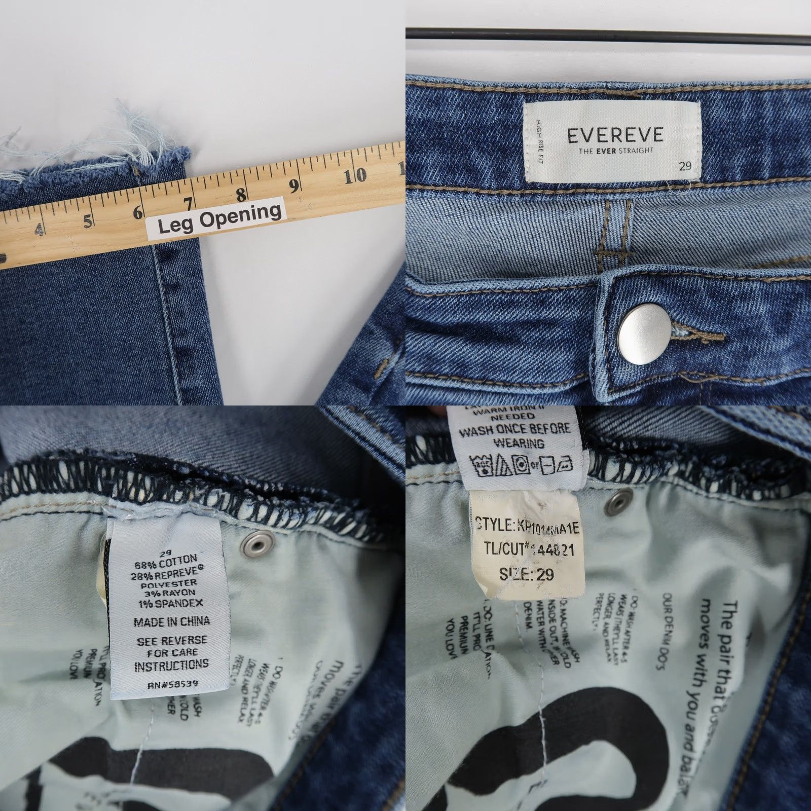 Vintage Evereve Jeans Womens 29 Blue High Rise Straight Leg Raw Hem Size 29" - 8 Thumbnail