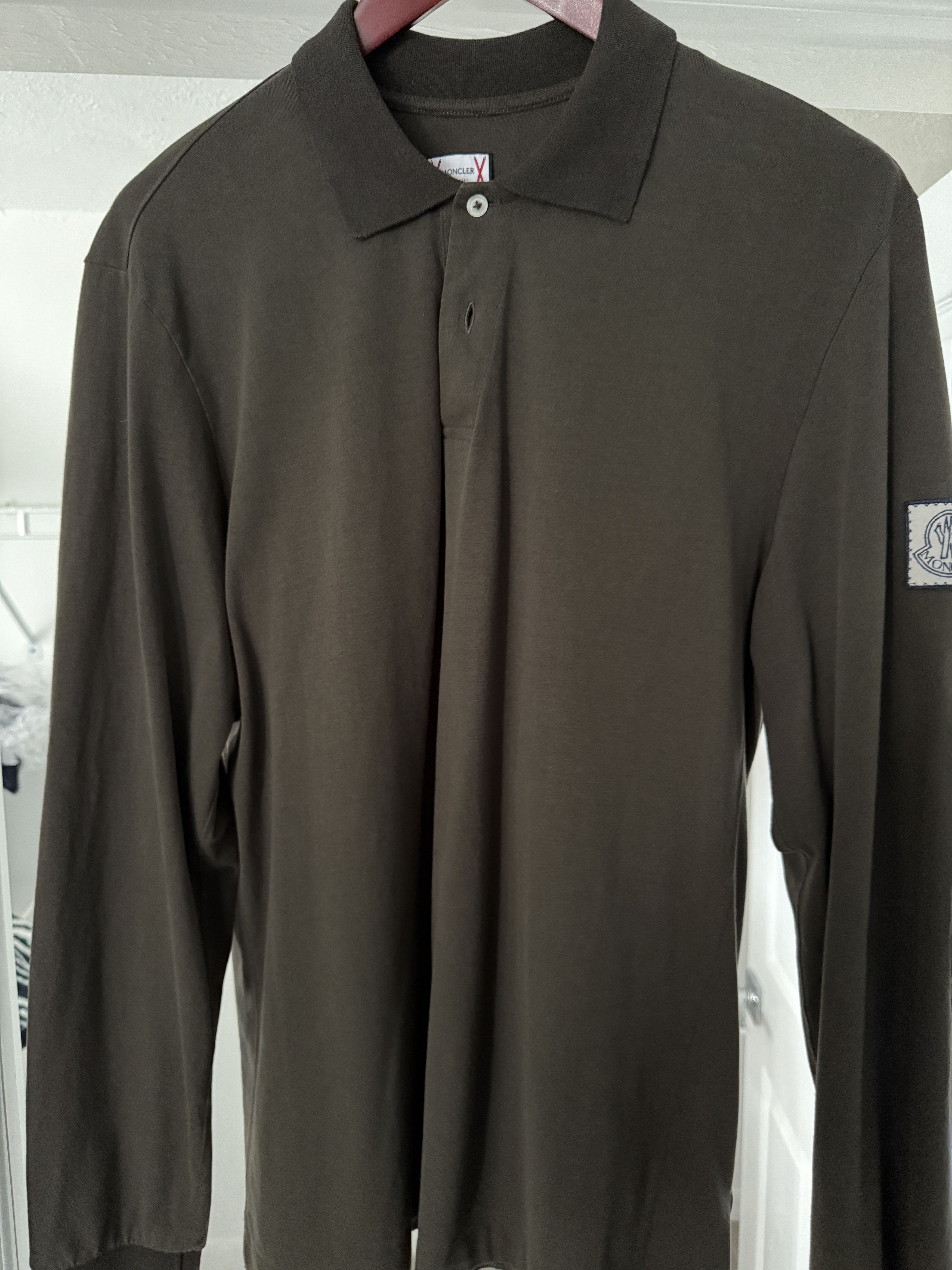 Moncler Gamme Bleu Moncler Olive color Stripe Accent Polo Size US XL / EU 56 / 4 - 1 Thumbnail