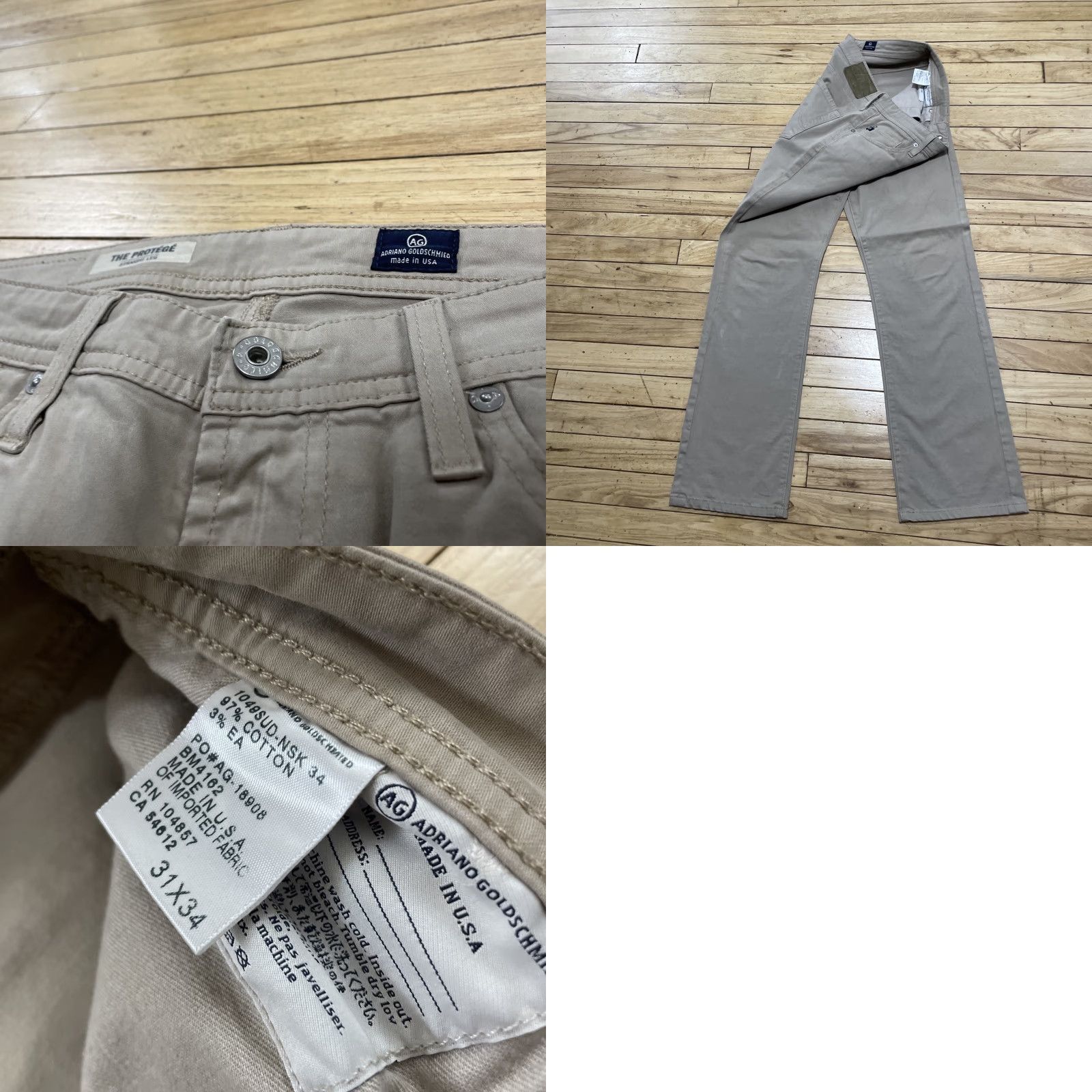 Vintage AG Adriano Goldschmied Pants Men 32x30 The Protege Relaxed Straight Leg Pant khaki Solid 5-Pocket Design Button Zip Stretch Casual Workwear 32 Mens Size US 32 / EU 48 - 11 Thumbnail