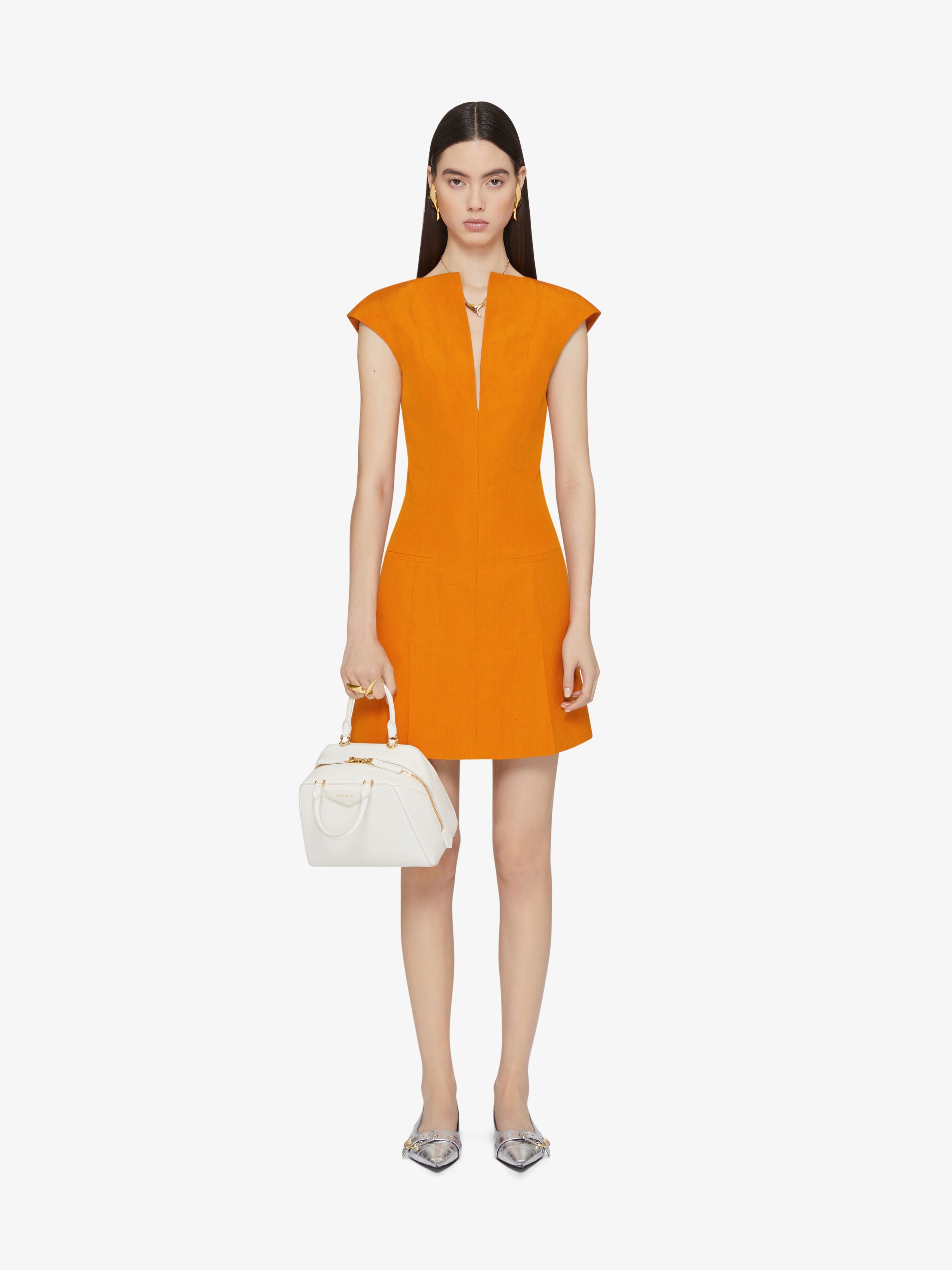 Givenchy o1w1db10825 Dress in Linen And Silk in Orange Size M / US 6-8 / IT 42-44 - 2 Thumbnail