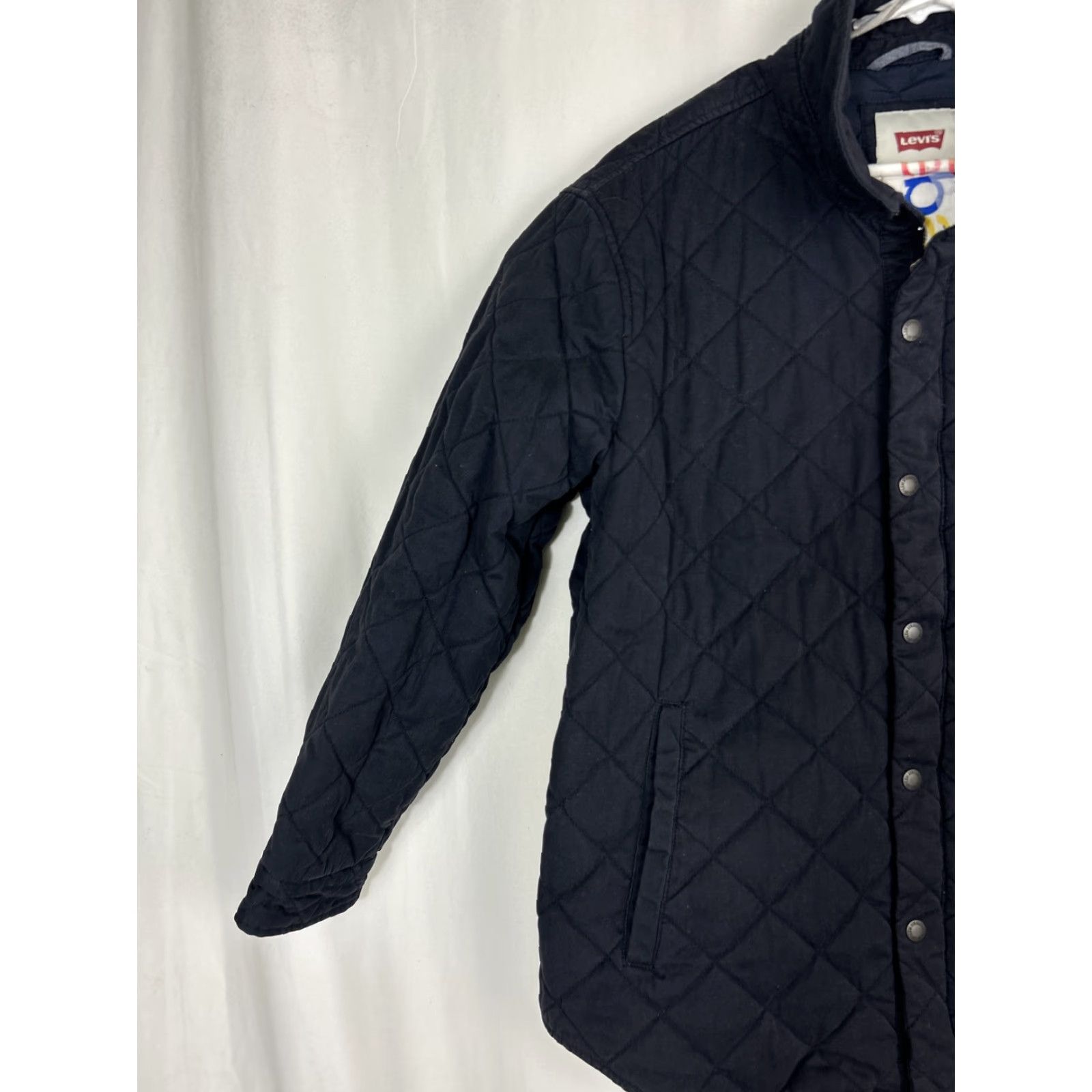 Levi's VINTAGE Levi’s Womens XL Full Zip Snap Jacket Navy Blue Quilted Cotton Size XL / US 12-14 / IT 48-50 - 2 Thumbnail