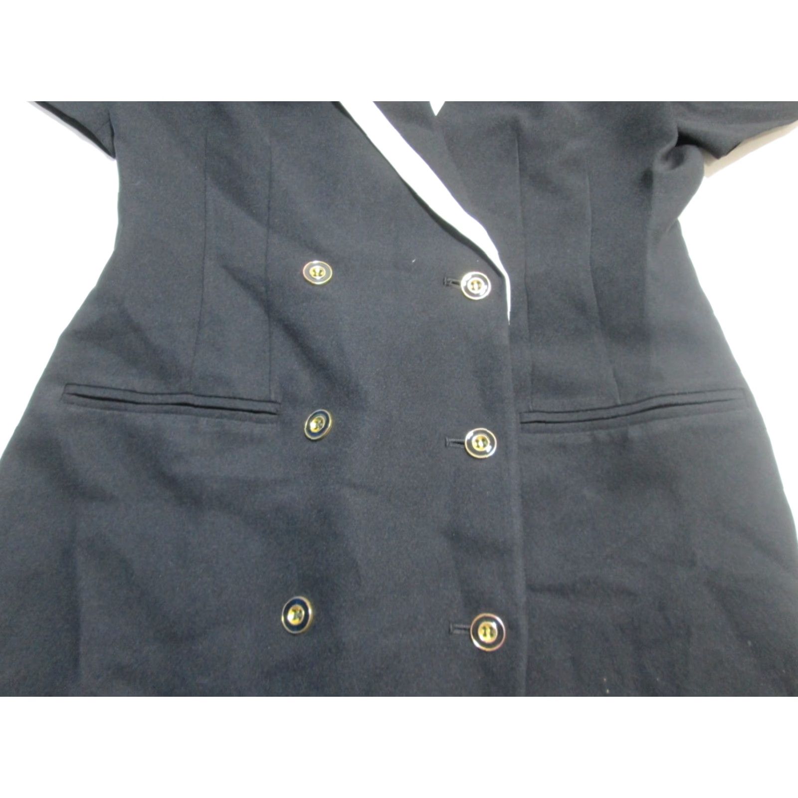Vintage Amanda Smith Womens Dress Black Short Sleeve Collared Button Sheath 8 Size 30" / US 8 / IT 44 - 3 Thumbnail