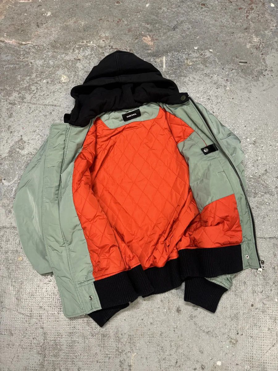 Diesel Diesel Light Green Spinal Embroidered Back Hooded Bomber Jacket Size US M / EU 48-50 / 2 - 4 Thumbnail
