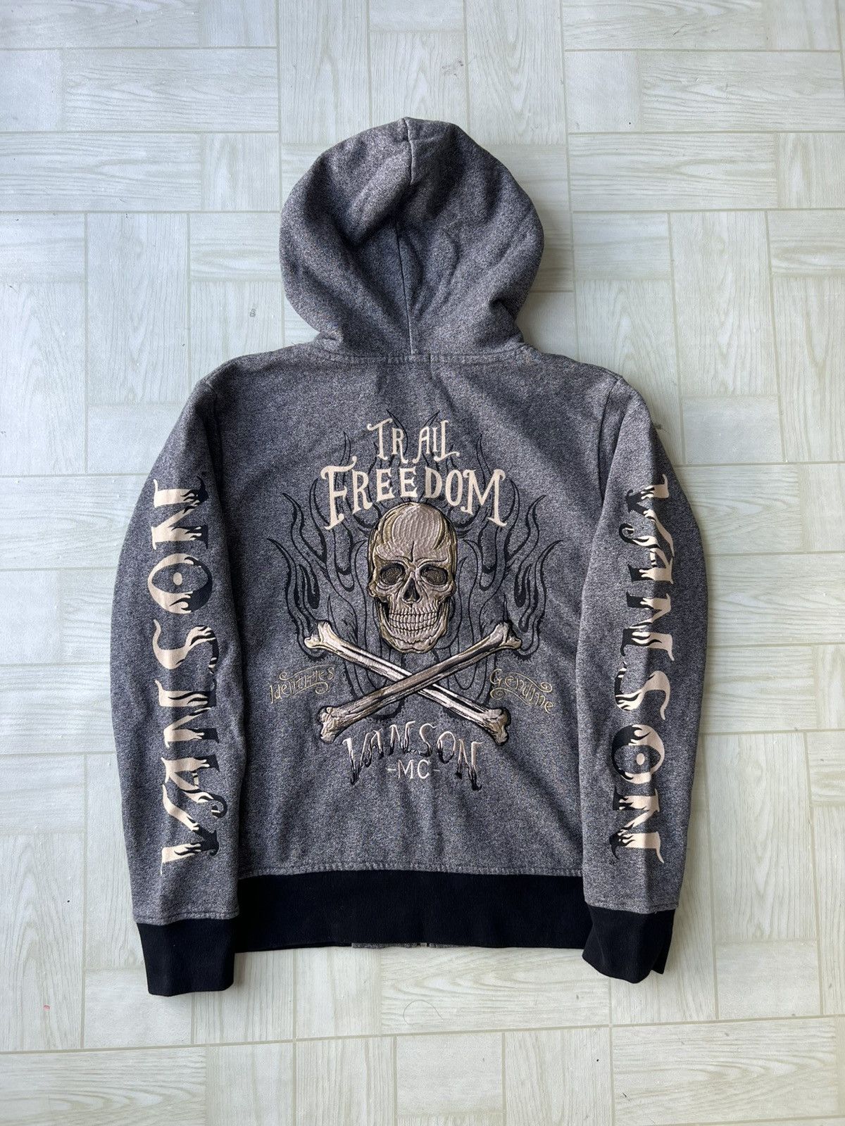 Mastermind Japan × Vanson Leathers Vanson Leathers Skulls Flame Sleeve "Trails Freedom" Hoodie Size US M / EU 48-50 / 2 - 1 Thumbnail