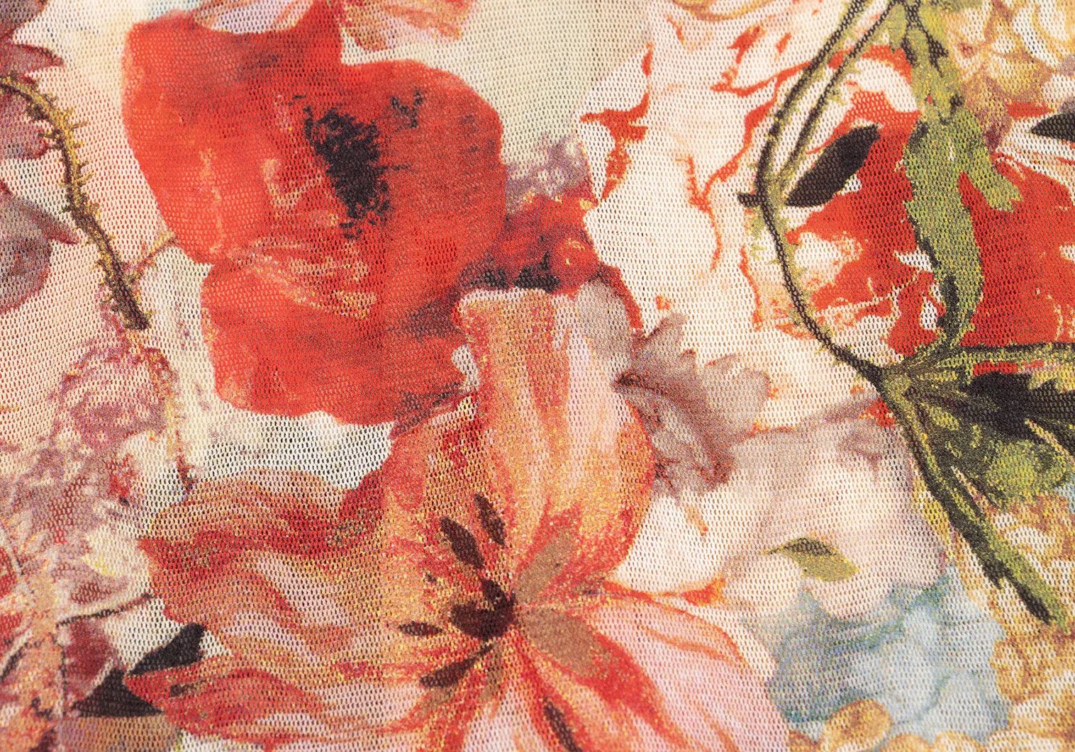 Jean Paul Gaultier Floral Print Power Net Shirt in Red Other 48 Size US M / EU 48-50 / 2 - 11 Thumbnail