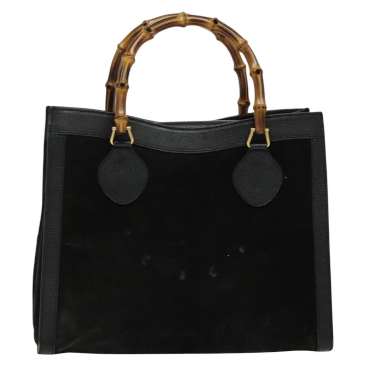 Gucci GUCCI Bamboo Tote Bag Suede Leather Black Gold 002 1186 002 Size ONE SIZE - 2 Thumbnail