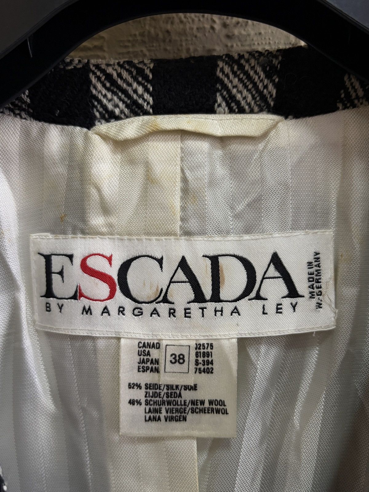 Escada Vtg Escada Margaretha Ley Silk Wool Gingham Blazer W. Ger 38 Size M / US 6-8 / IT 42-44 - 3 Thumbnail