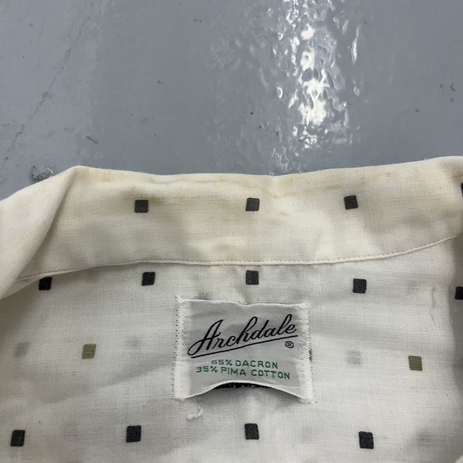 Other Vintage 60s Archdale White Pattern Loop Collar Shirt Size US XL / EU 56 / 4 - 6 Thumbnail