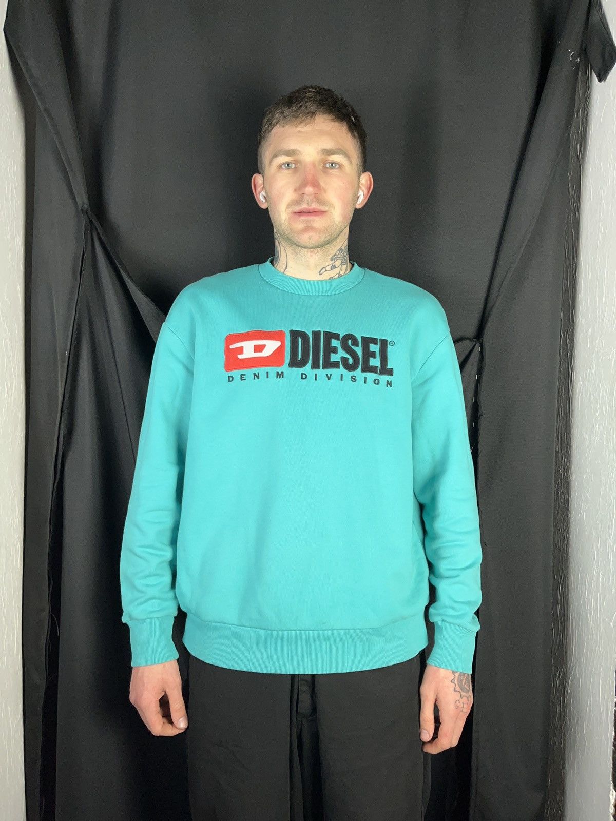 Diesel Diesel denim division turquoise big logo sweatshirt Size US L / EU 52-54 / 3 - 2 Thumbnail