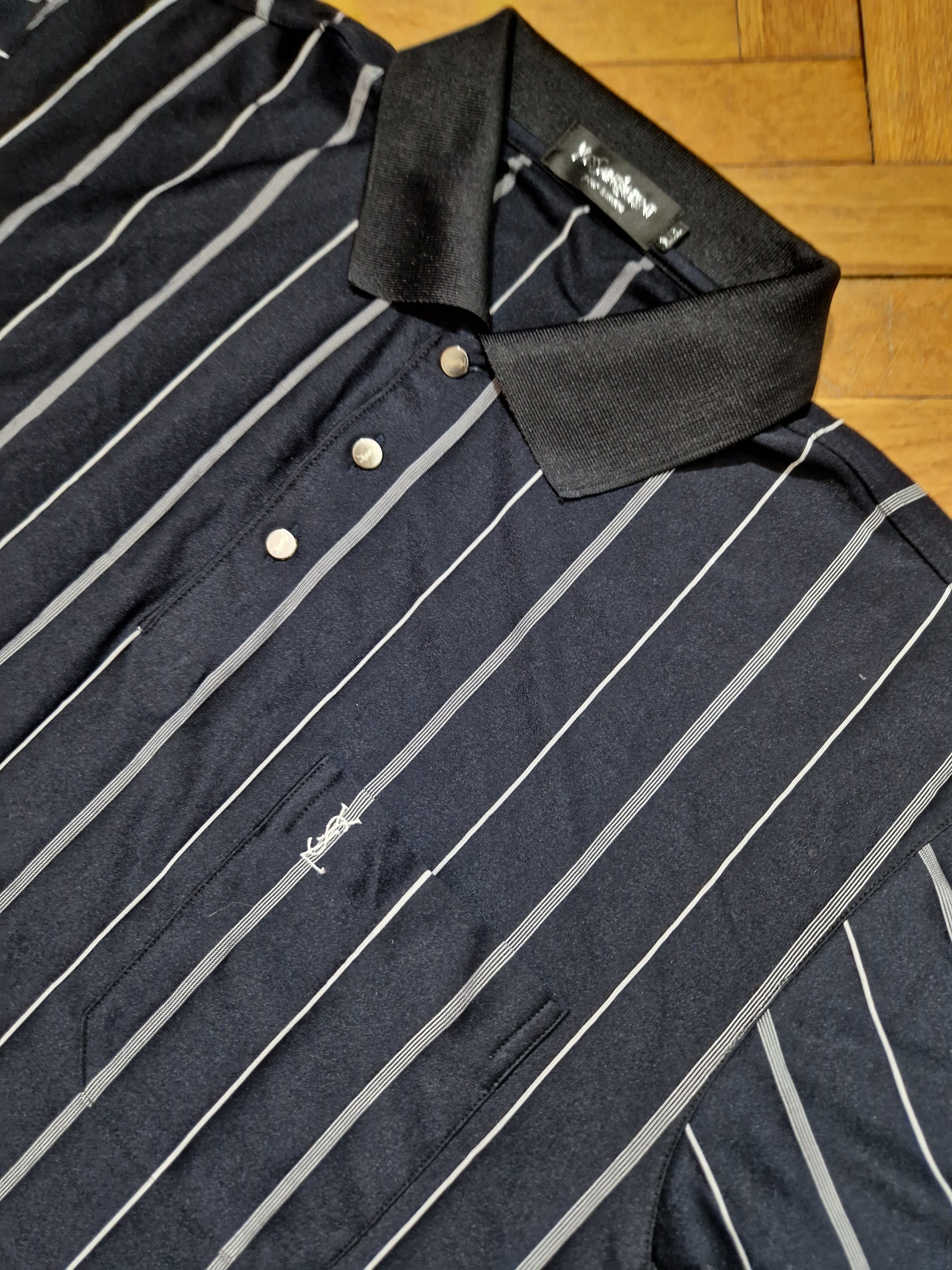 Yves Saint Laurent Yves Saint Laurent silk vintage navy stripped shirt Size US XL / EU 56 / 4 - 4 Thumbnail