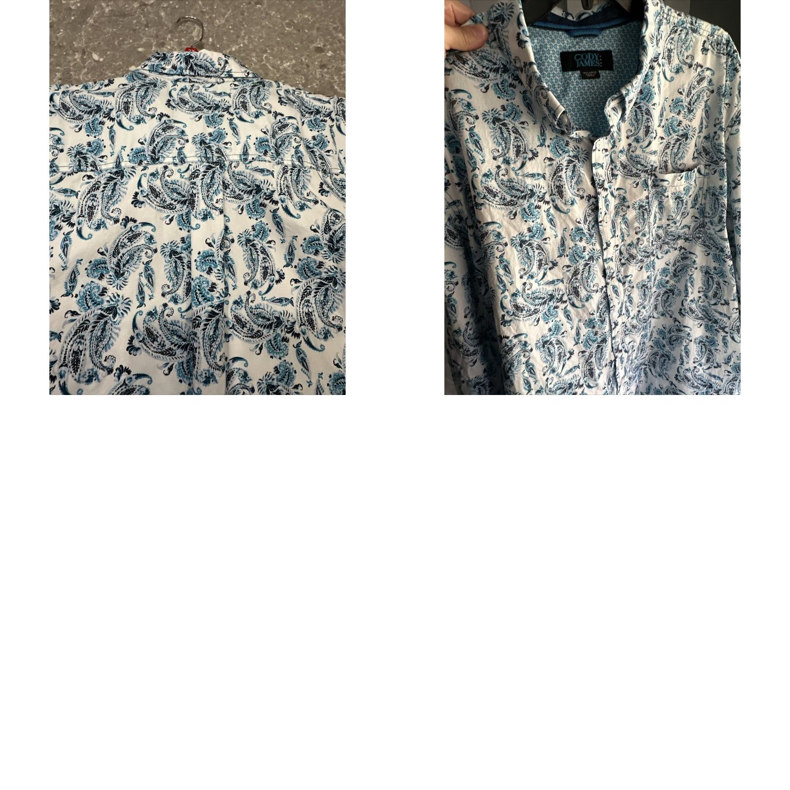 Cody James Cody James Core Button Up Shirt 2XL Paisley Western Regular Fit 100% Cotton Blue Button-Down Collar Mens Shirt Size US XXL / EU 58 / 5 - 10 Thumbnail