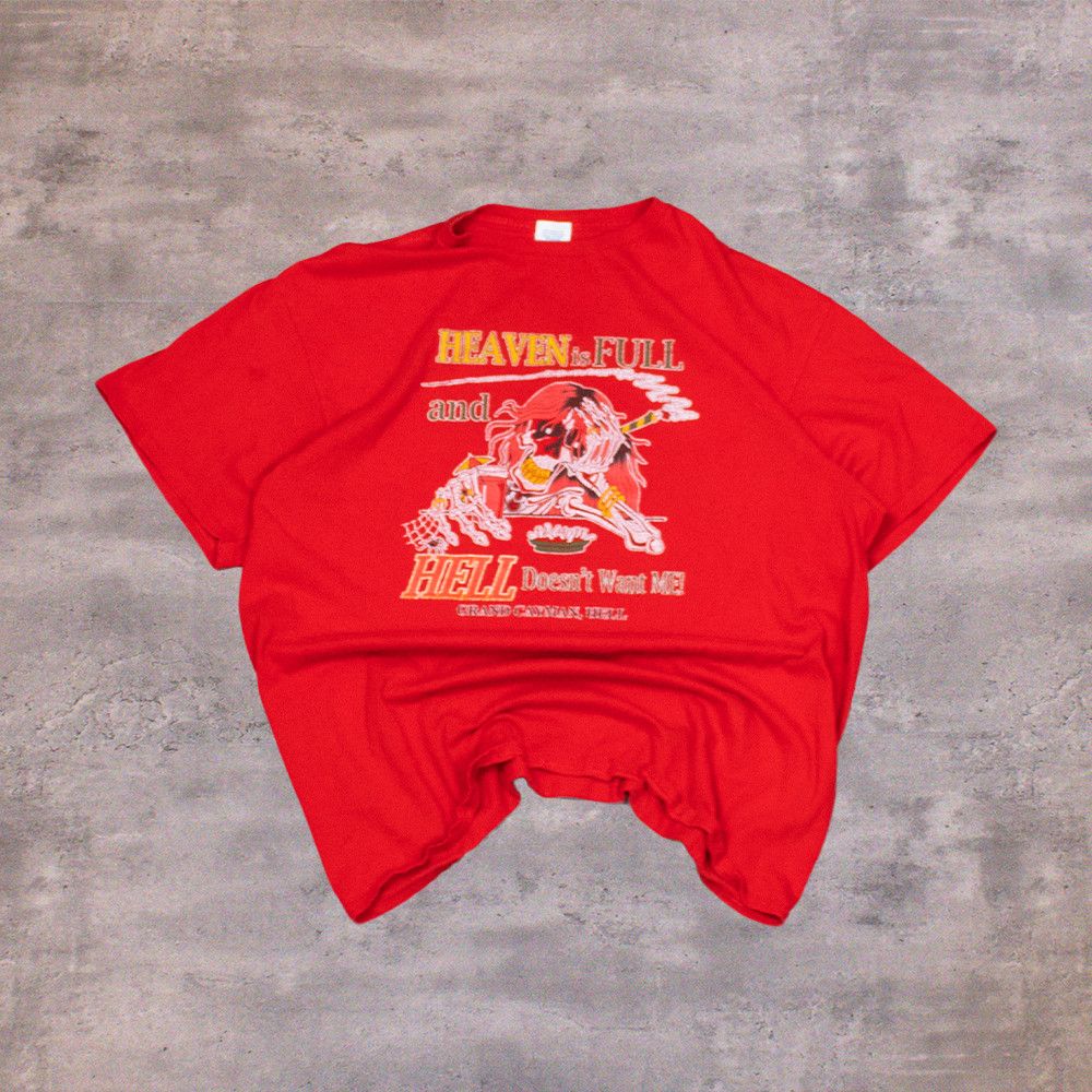 Delta VTG Y2K 2000's Heaven Is Full Comedy Meme Grunge Red T-Shirt Size US L / EU 52-54 / 3 - 1 Thumbnail