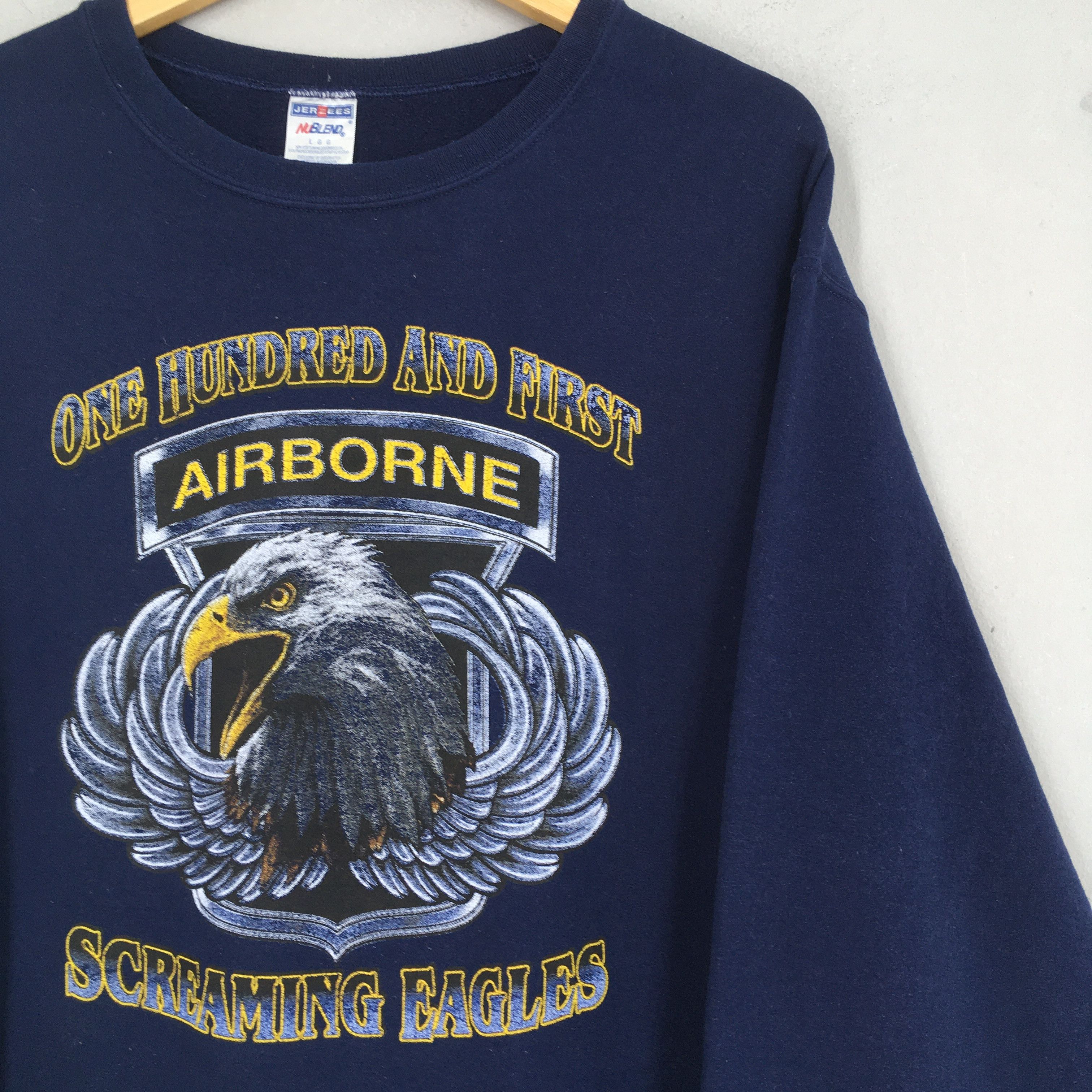 Jerzees Vintage 101st Airborne Division Blue Sweatshirt Large Size US L / EU 52-54 / 3 - 2 Thumbnail