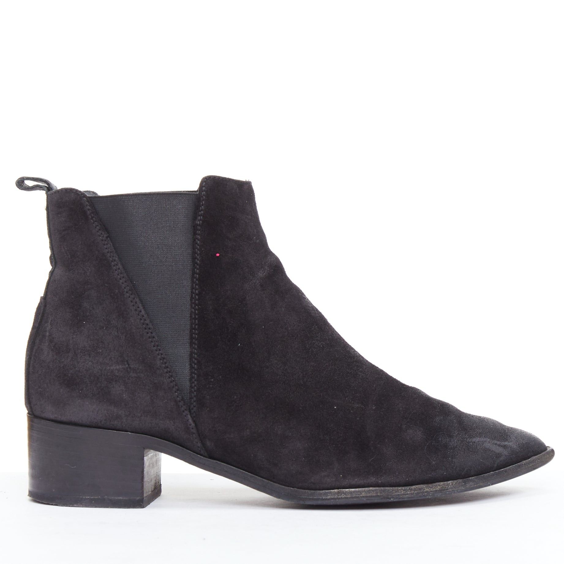 Acne Studios ACNE STUDIOS Jensen black suede geometric gusset boots EU38 Size US 8 / IT 38 - 1 Thumbnail