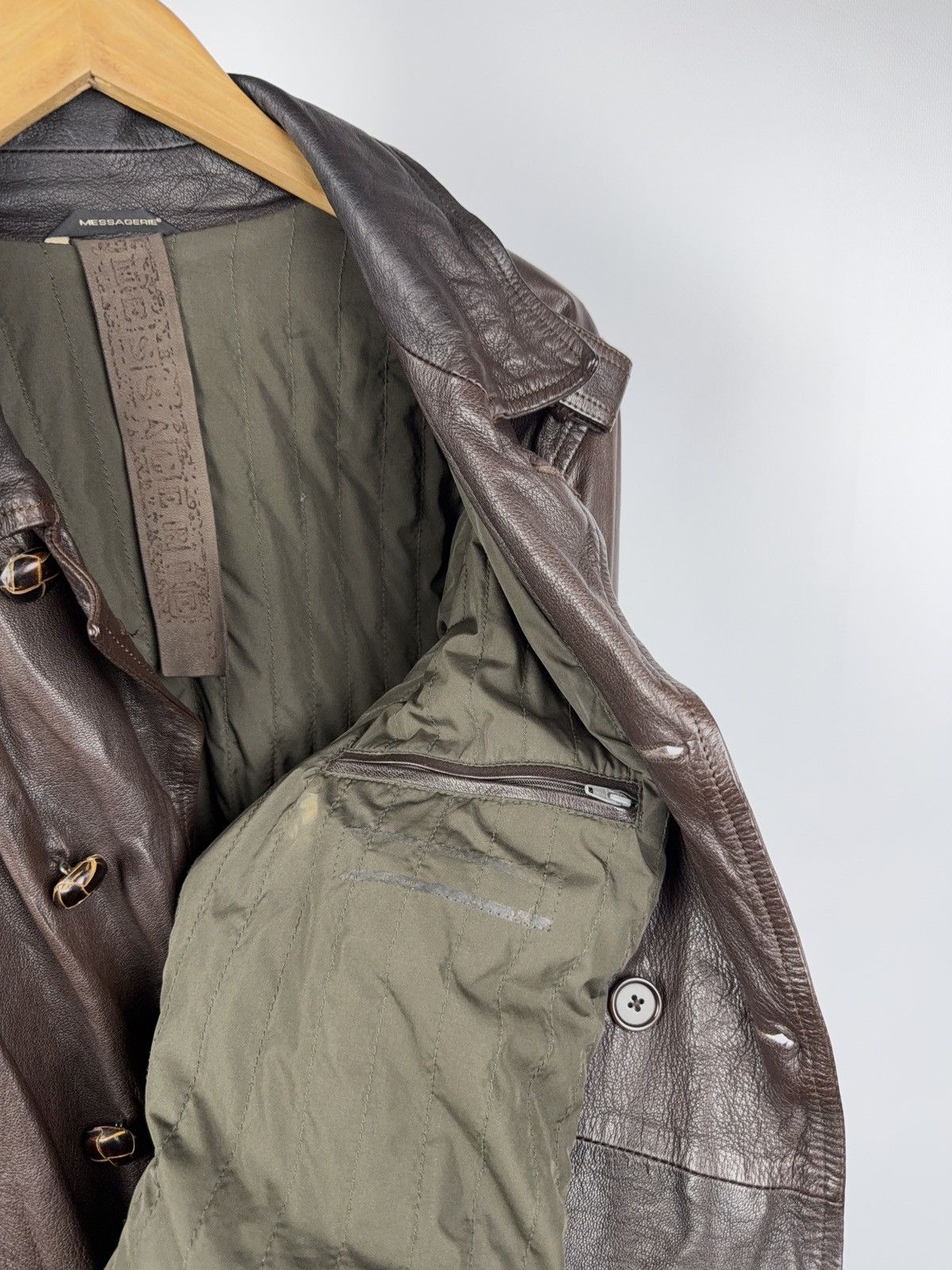 Messagerie Messagerie Italy Brown Leather Jacket Biker Military Style Size US L / EU 52-54 / 3 - 13 Thumbnail