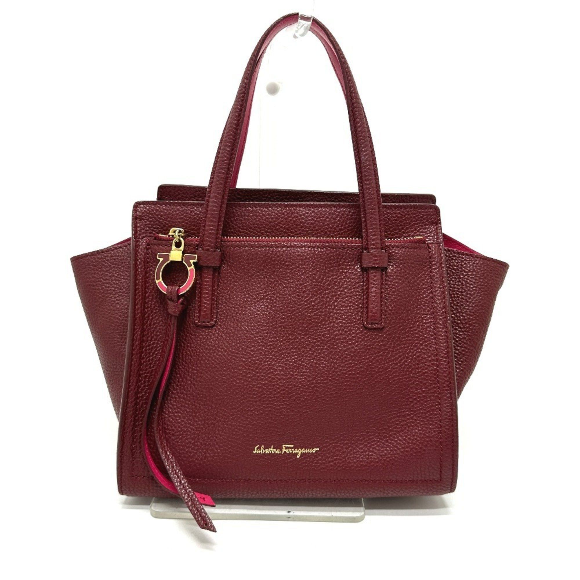 Salvatore Ferragamo 21F478 Amy 2Way Bag Shoulder Handbag Leather Women's Wine Red