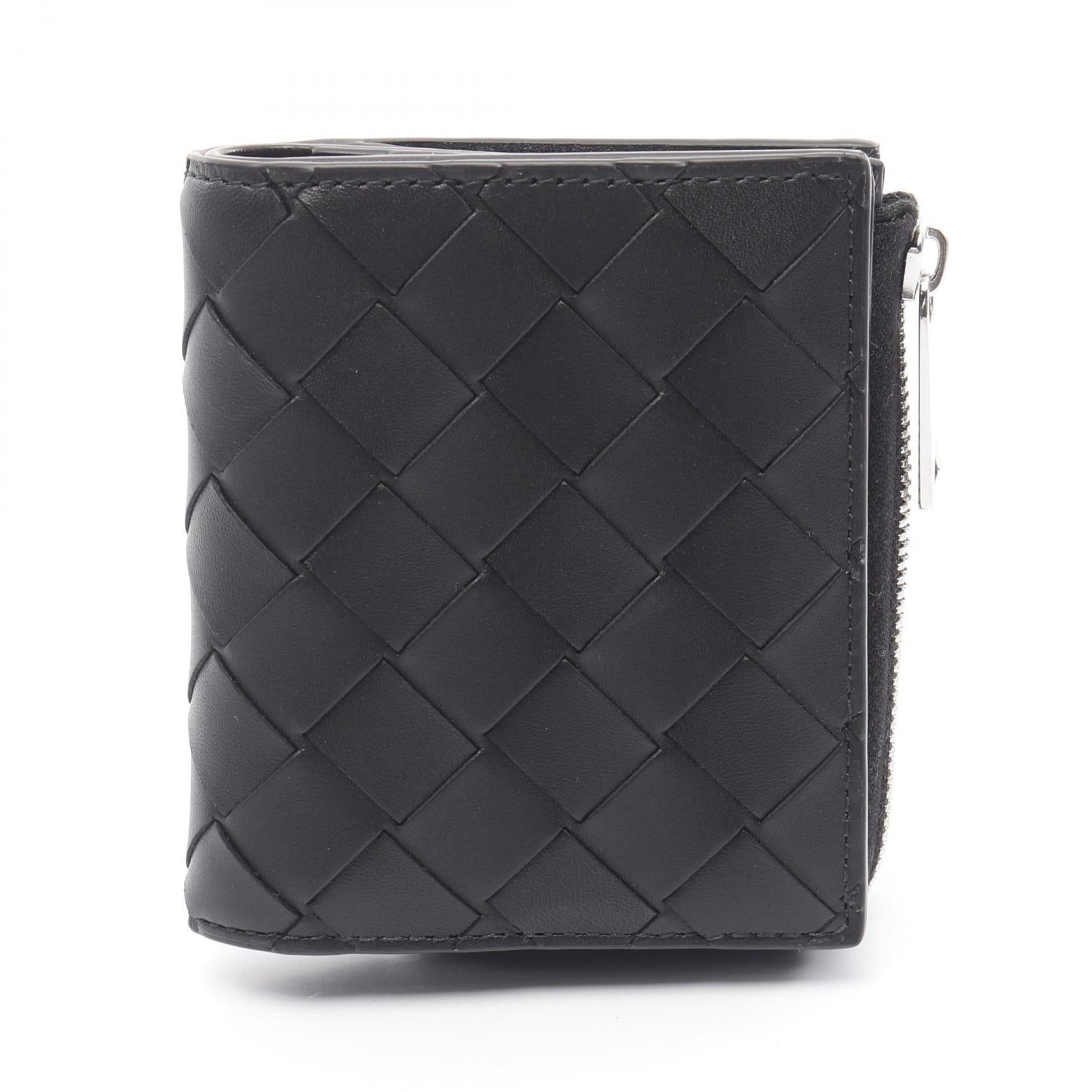 Bottega Veneta Bottega Veneta Intrecciato Bi-Fold Wallet Leather Black Size ONE SIZE - 1 Thumbnail