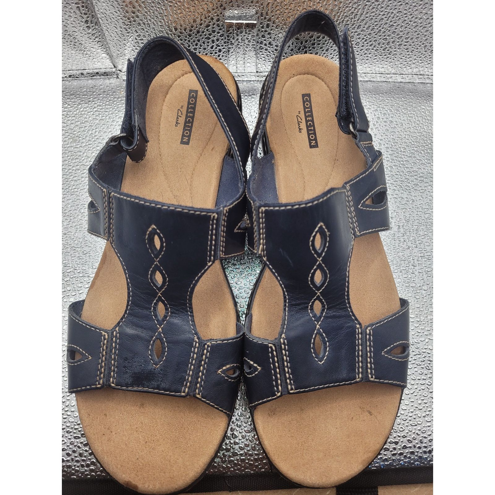 Clarks Clarks Women Navy Sandals Adjustable Velcro Strap Sz 9.5 Size US 9.5 / IT 39.5 - 1 Thumbnail