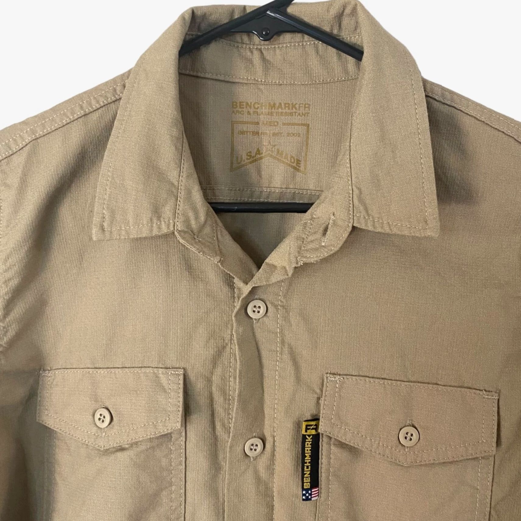 Vintage VINTAGE Benchmark Silver Bullet Flame Resistant Button-Up Shirt Womens Medium Tan HRC2 Size M / US 6-8 / IT 42-44 - 5 Thumbnail