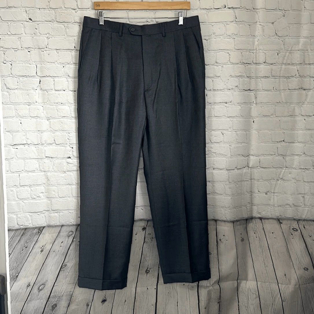 Vintage VINTAGE Santorelli Como 2 Luxury Serge Mens Gray Pleated Wool Pants Slacks Size 36 Dress Pants Adult Mens Gray Size US 36 / EU 52 - 2 Thumbnail