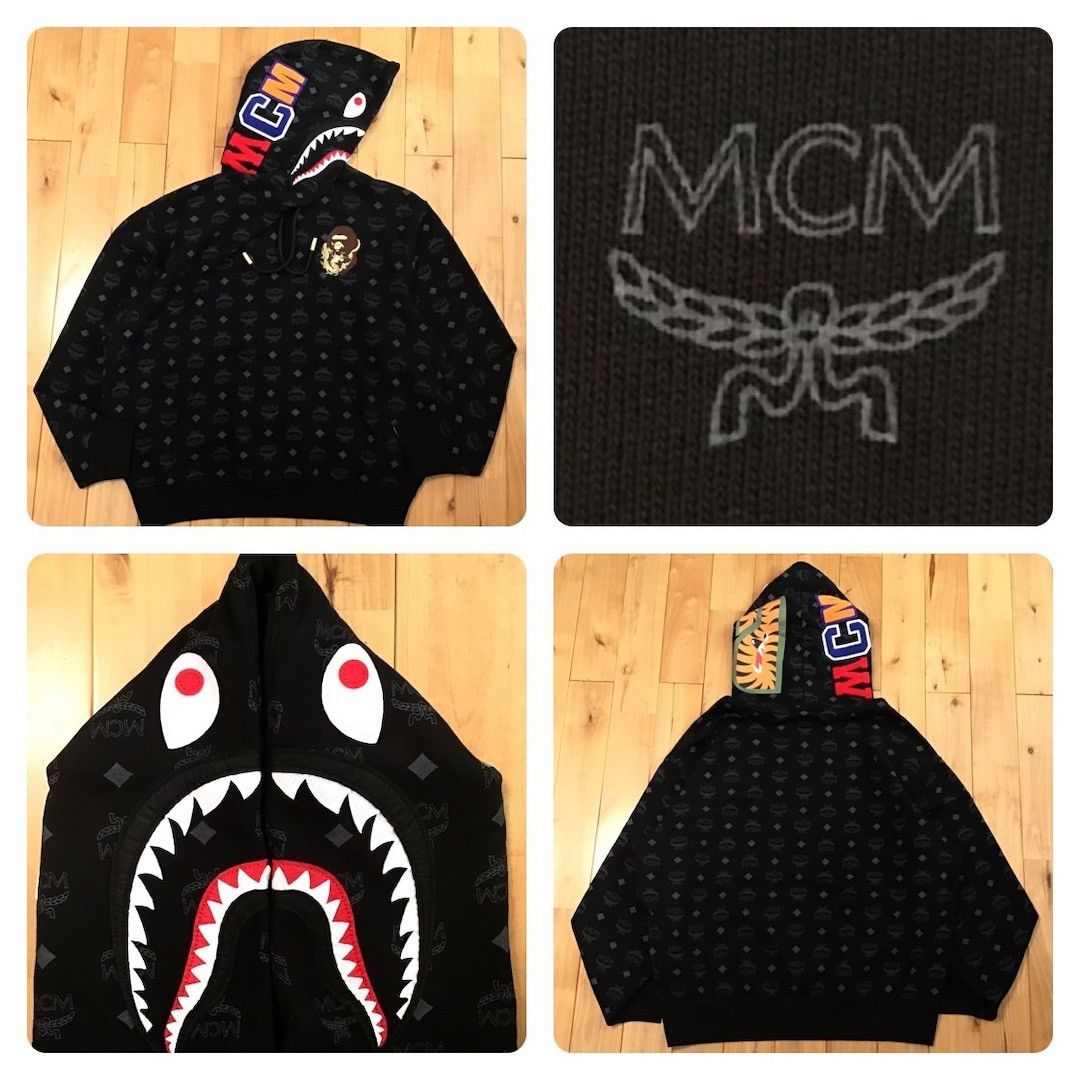 Bape 2024 MCM × BAPE monogram shark pullover hoodie a bathing ape Size US L / EU 52-54 / 3 - 1 Thumbnail