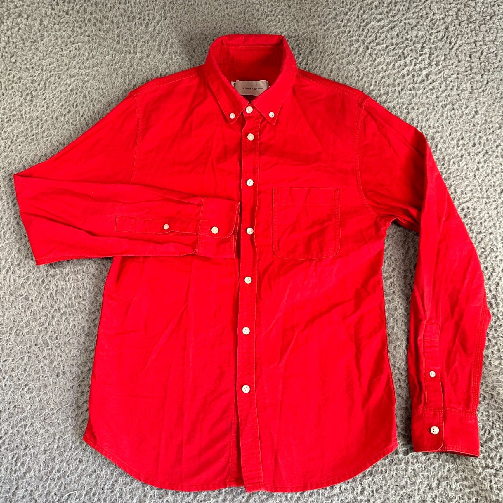 Vintage Wings+Horns Shirt Men's Small Red Knit Button Down Long Sleeve Size US S / EU 44-46 / 1 - 2 Thumbnail