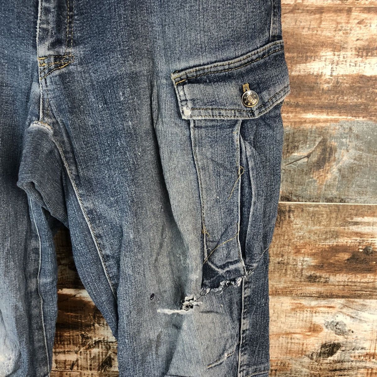 Japanese Brand Japanese Brand Blue Distressed Denim Pants #A2137 Size US 35 - 10 Thumbnail