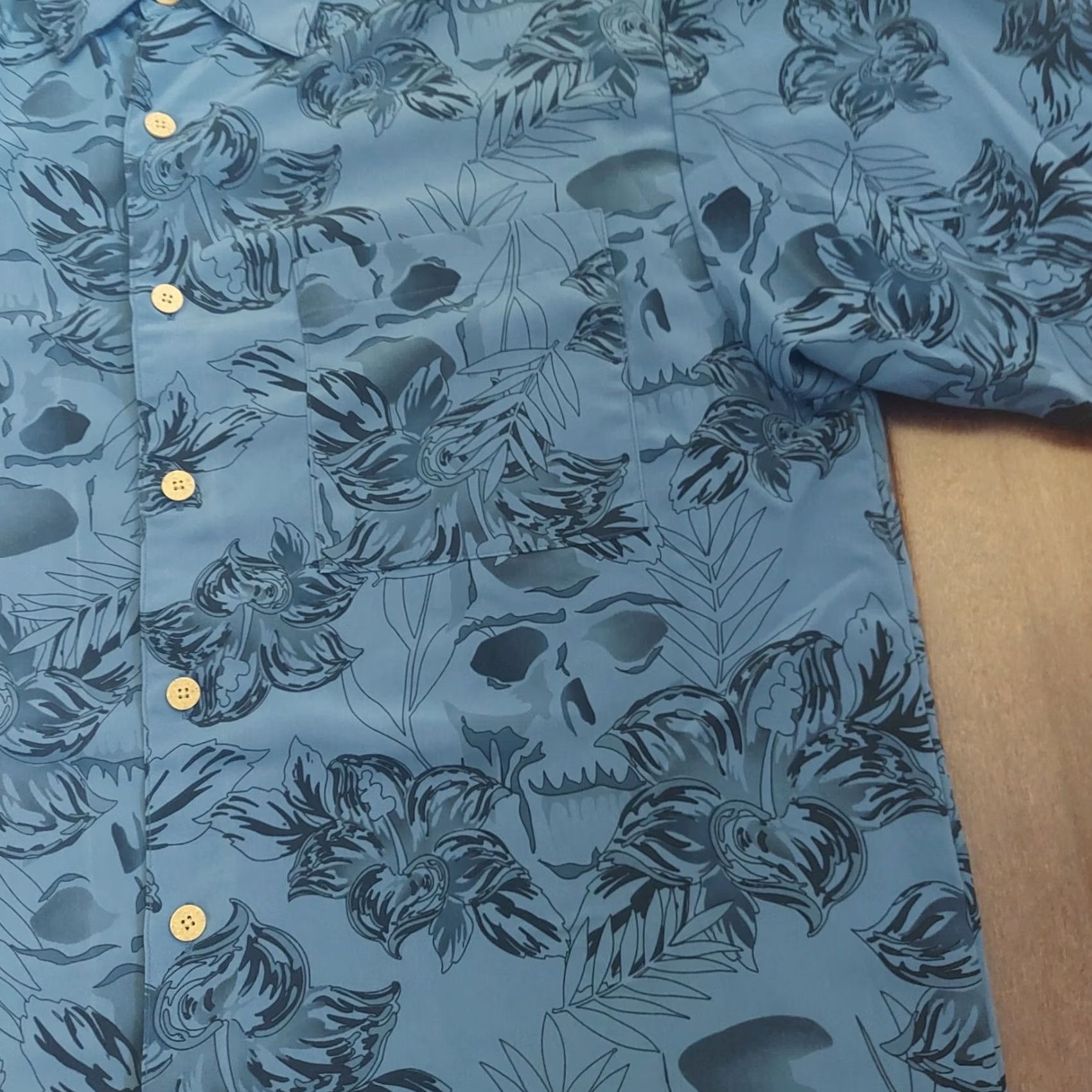 Sideout Sideout Shirt Mens M Men Short Sleeve Pocket Blue Black Floral Dress Size Size 40R - 6 Thumbnail