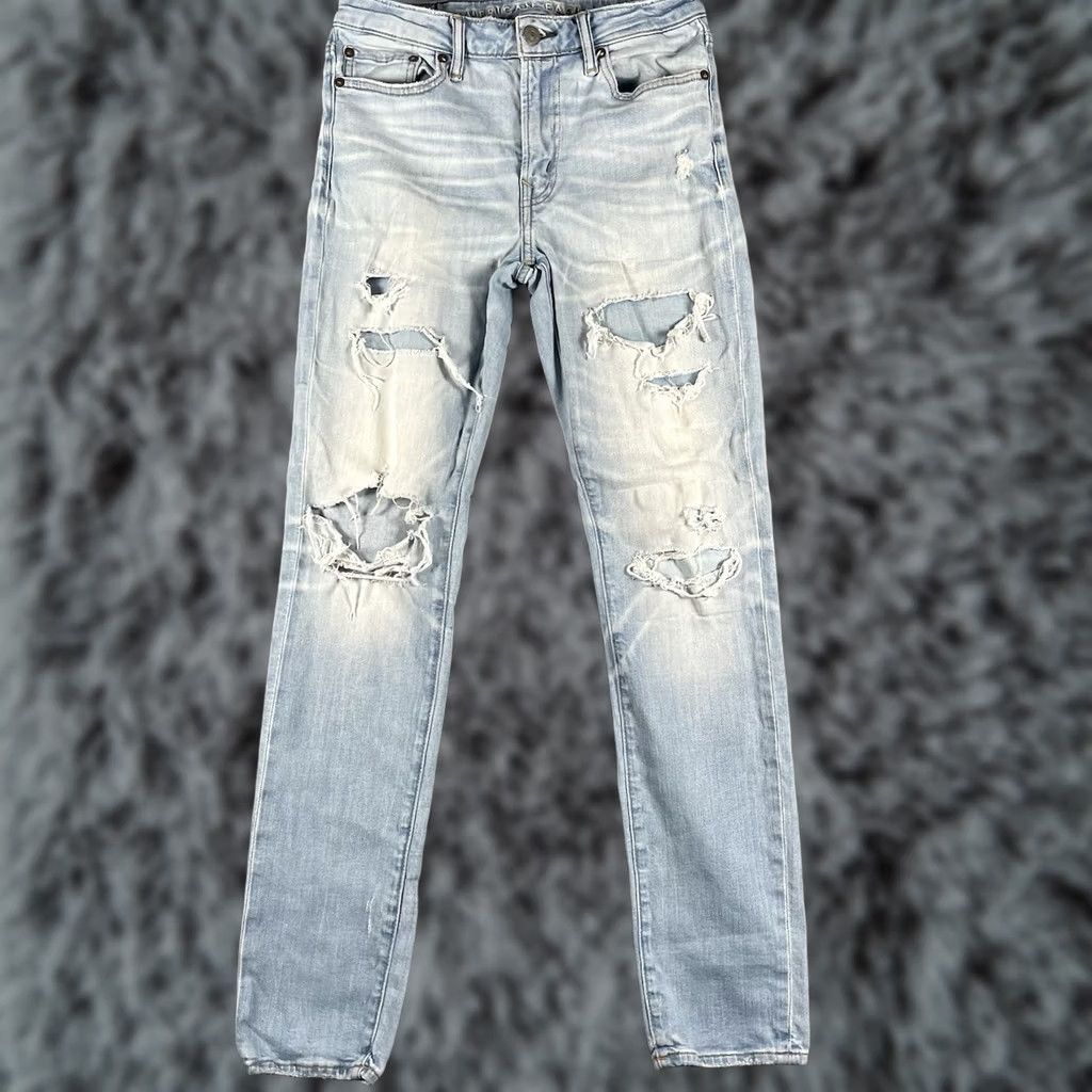 American Eagle Outfitters American Eagle Jeans Men’s Slim Cozy Air Flex Light Distressed 30x34 Denim Cotton Blend Blue Modern Slim Fit Regular Men Size US 30 / EU 46 - 1 Thumbnail