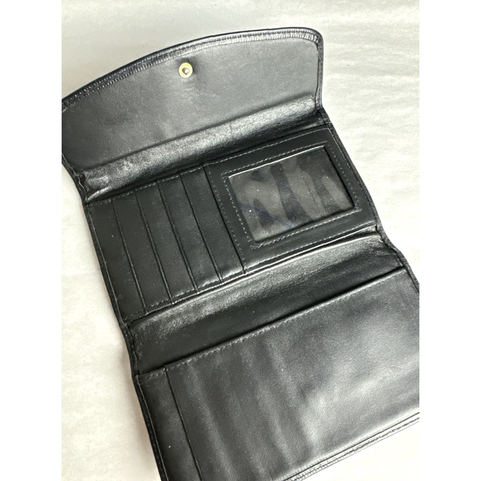 Vintage VINTAGE Mundi Wallet Black Leather Bi Fold Crest Women Size ONE SIZE - 5 Thumbnail