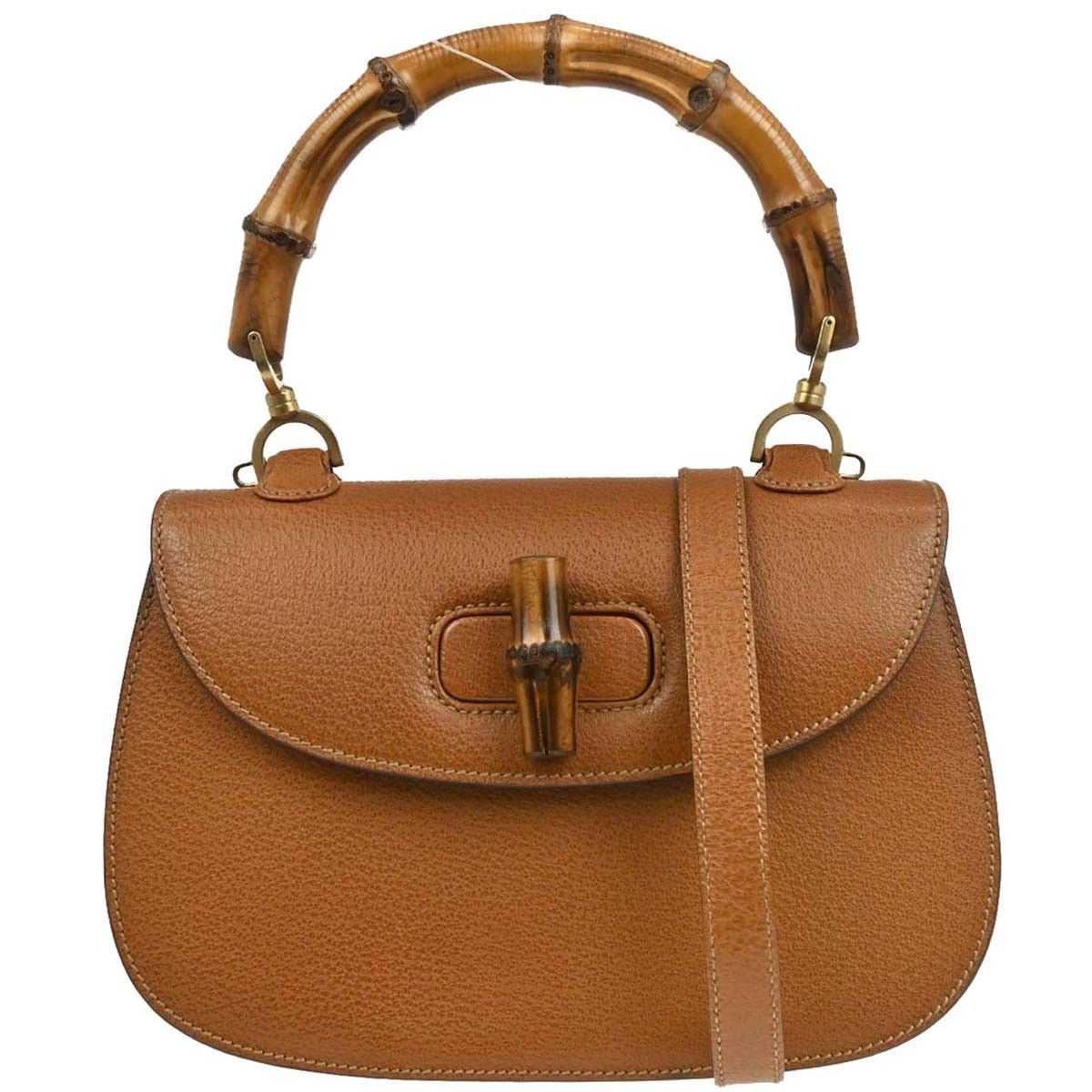 Gucci Gucci Vintage Convertible Bamboo Top Handle Bag Leather Size ONE SIZE - 1 Thumbnail